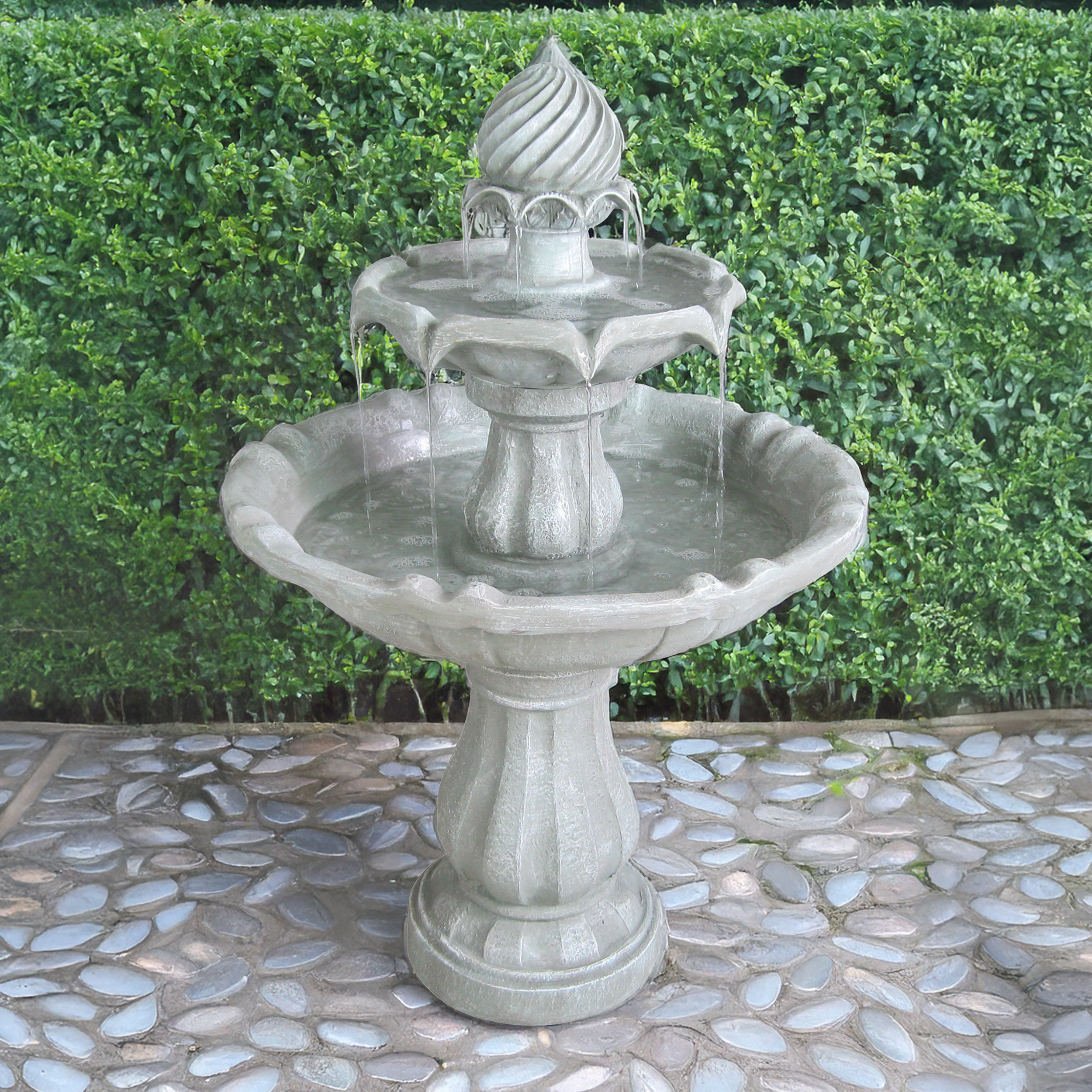 Solar Standbrunnen 93 cm mit dreifach Wasserspiel
