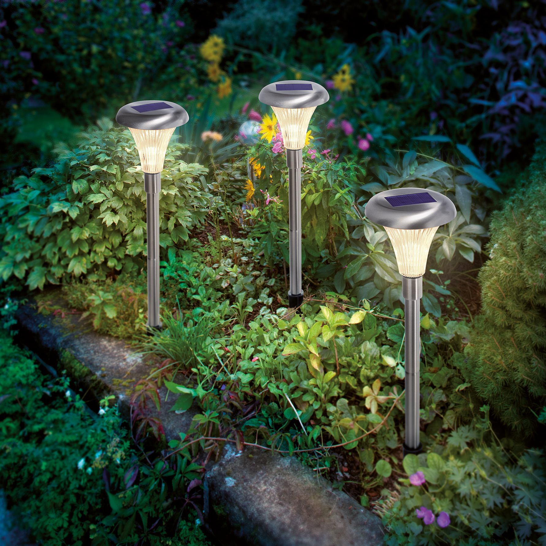 Solar Steckleuchten 3-er Set Capri, 34 cm aus Edelstahl
