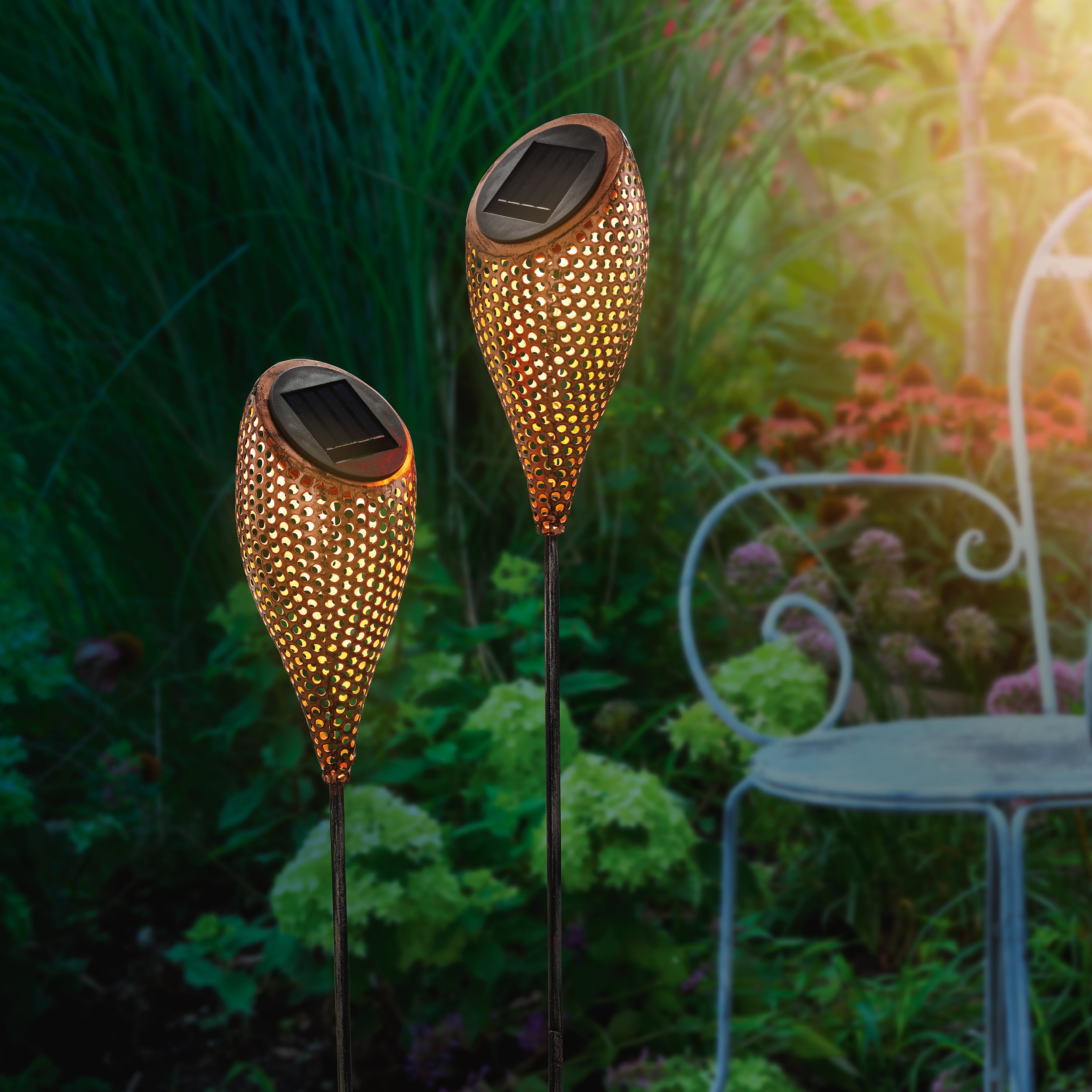Solar Gartenstecker Messina im 2er-Set aus Metall