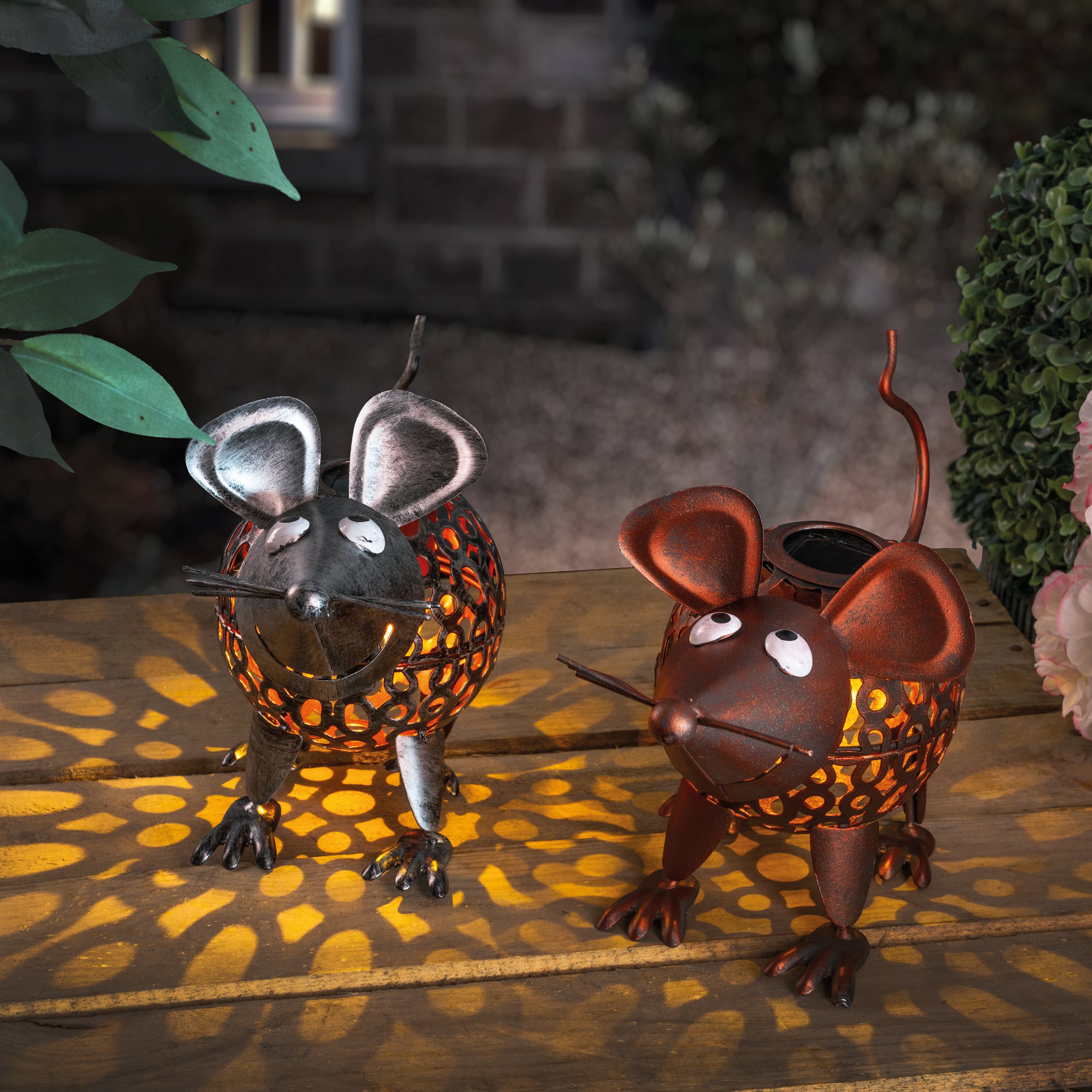 Solarfiguren Mäusepaar Bommel und Leo im 2er-Set