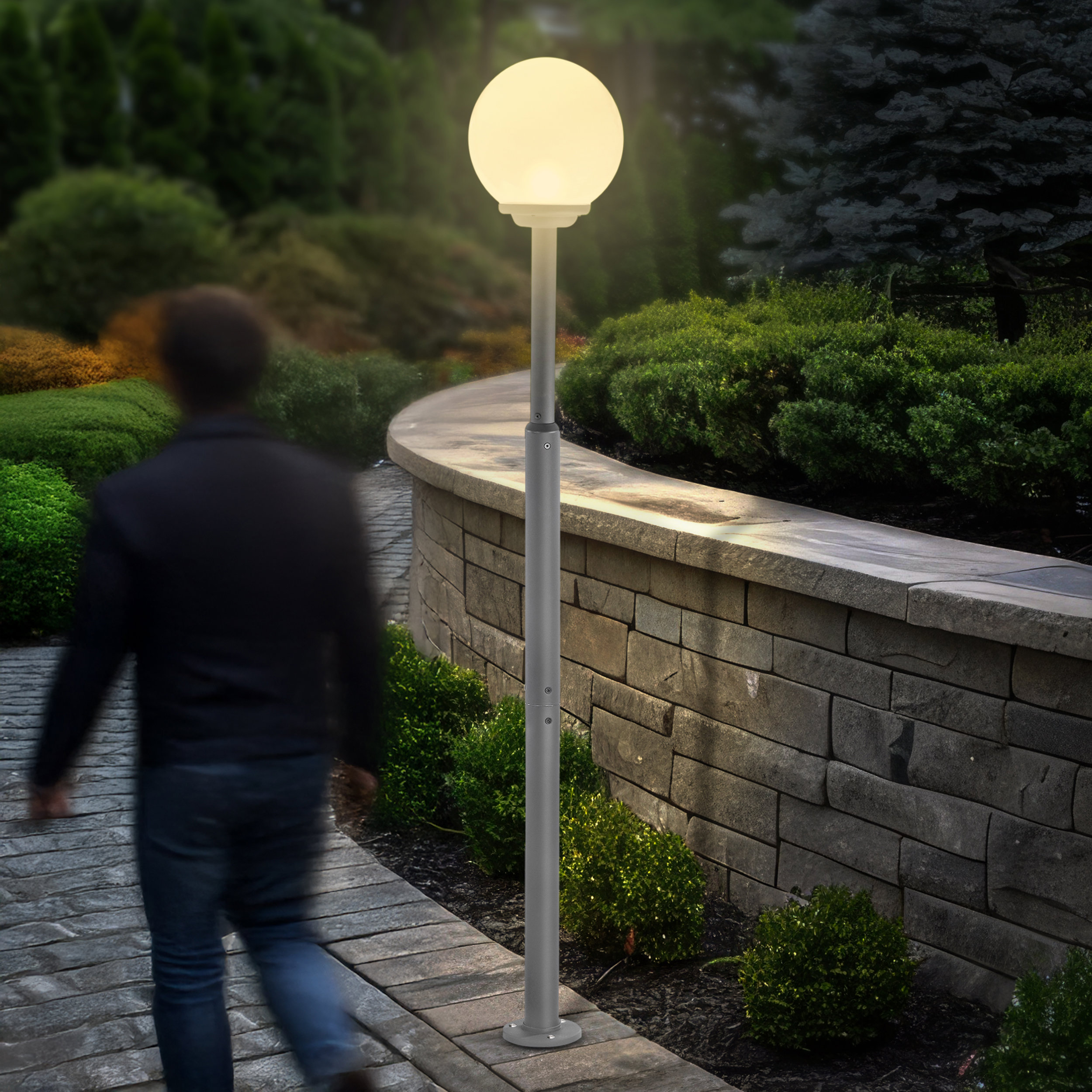 Extrahohe Solar Kugel-Standleuchte Liana 2 m mit Fernbedienung