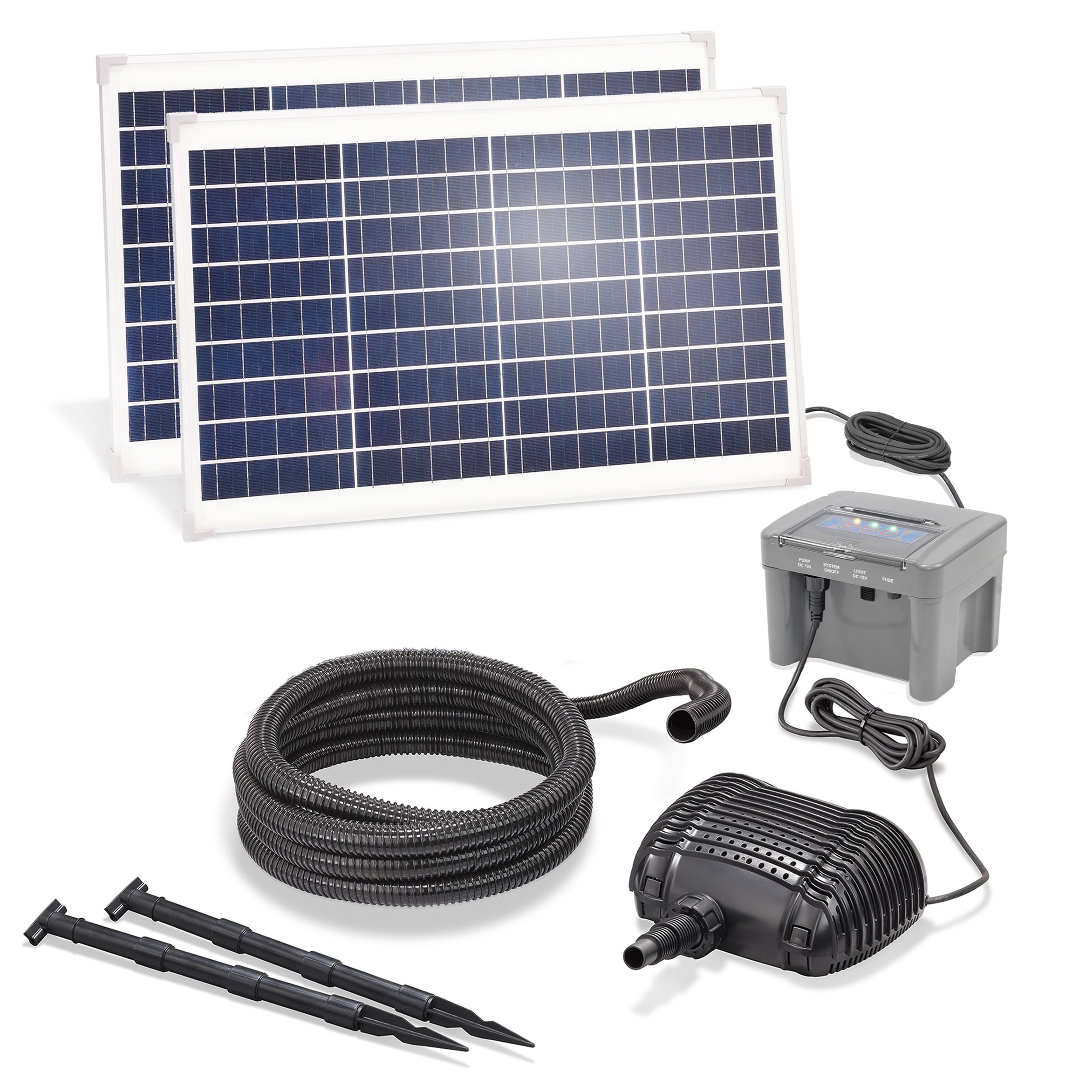 Solar Bachlaufpumpenset 70/2800 mit 12 Ah LiFePO4 Akkuspeicher