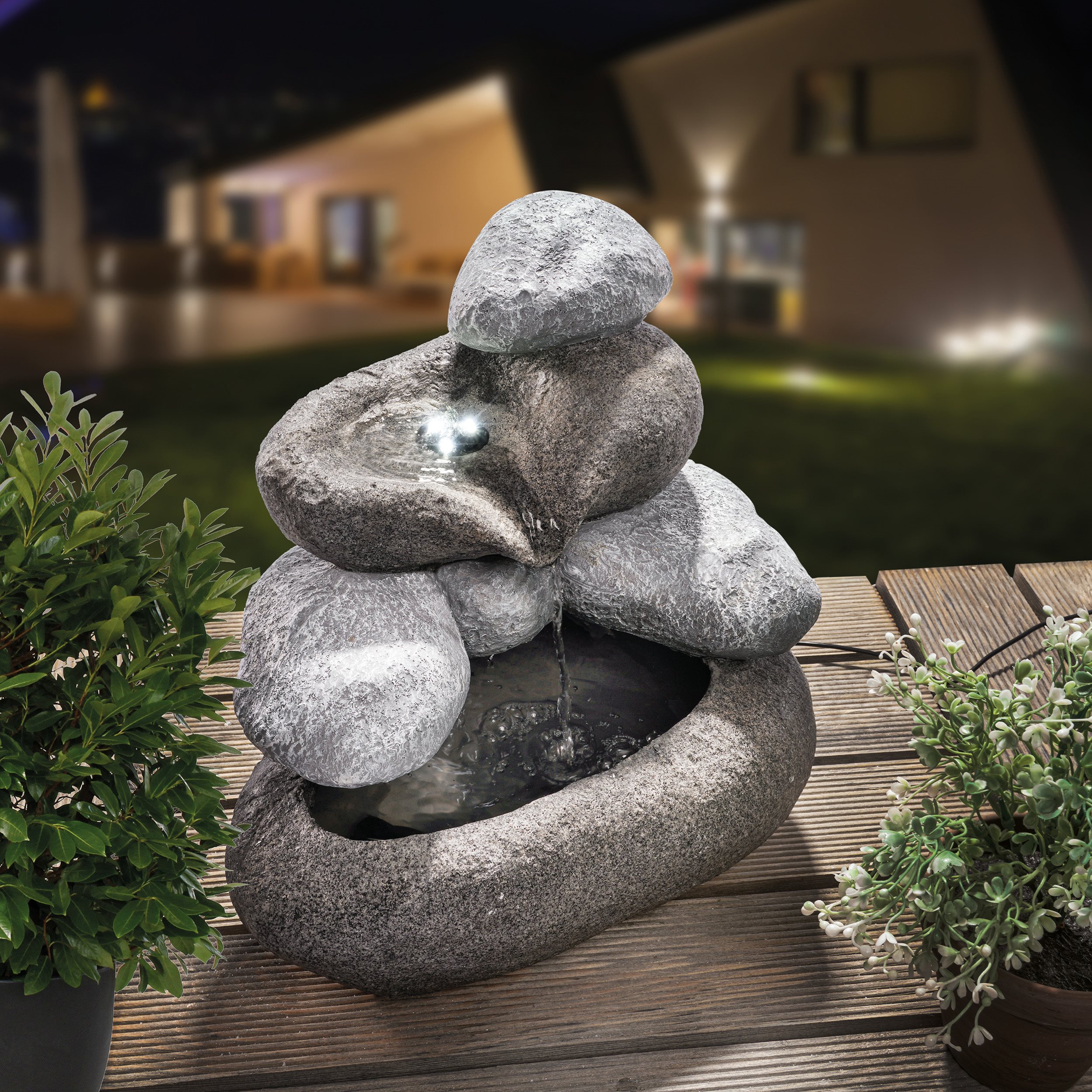 Solar Felsenbrunnen mit LED-Beleuchtung