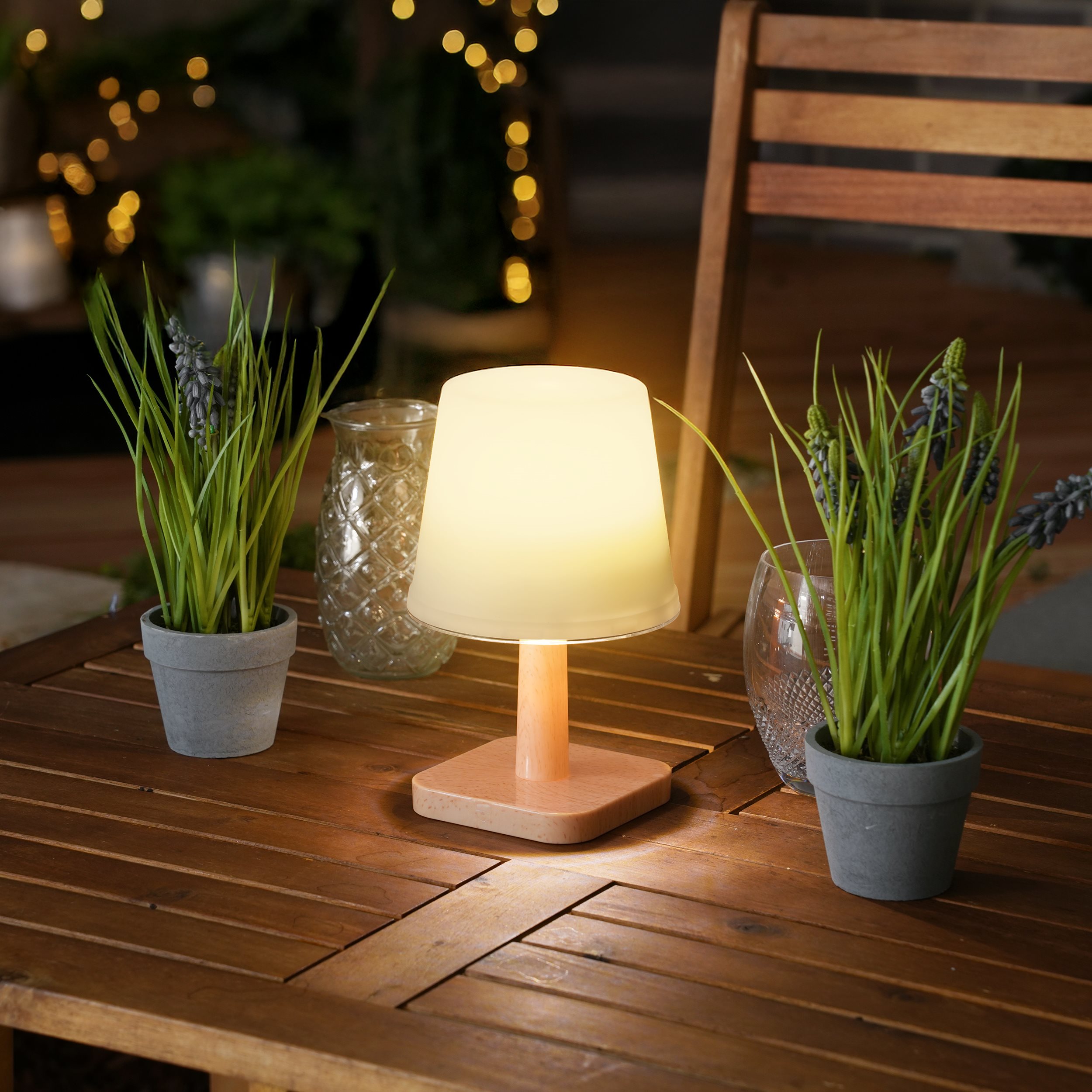 Solar Tischleuchte Harmony in Holzoptik