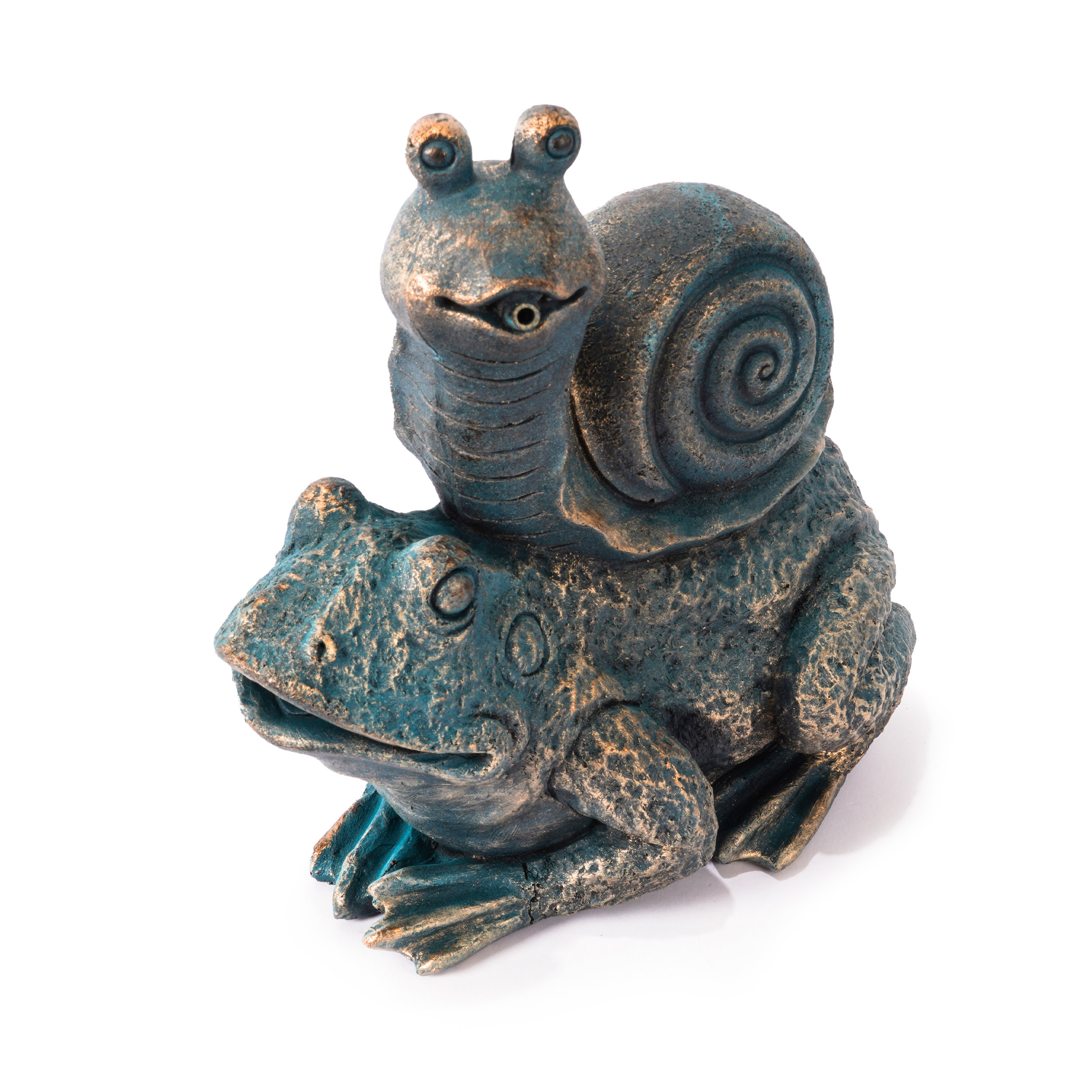 Wasserspeier-Figur Max und Moritz im Altkupfer-Design