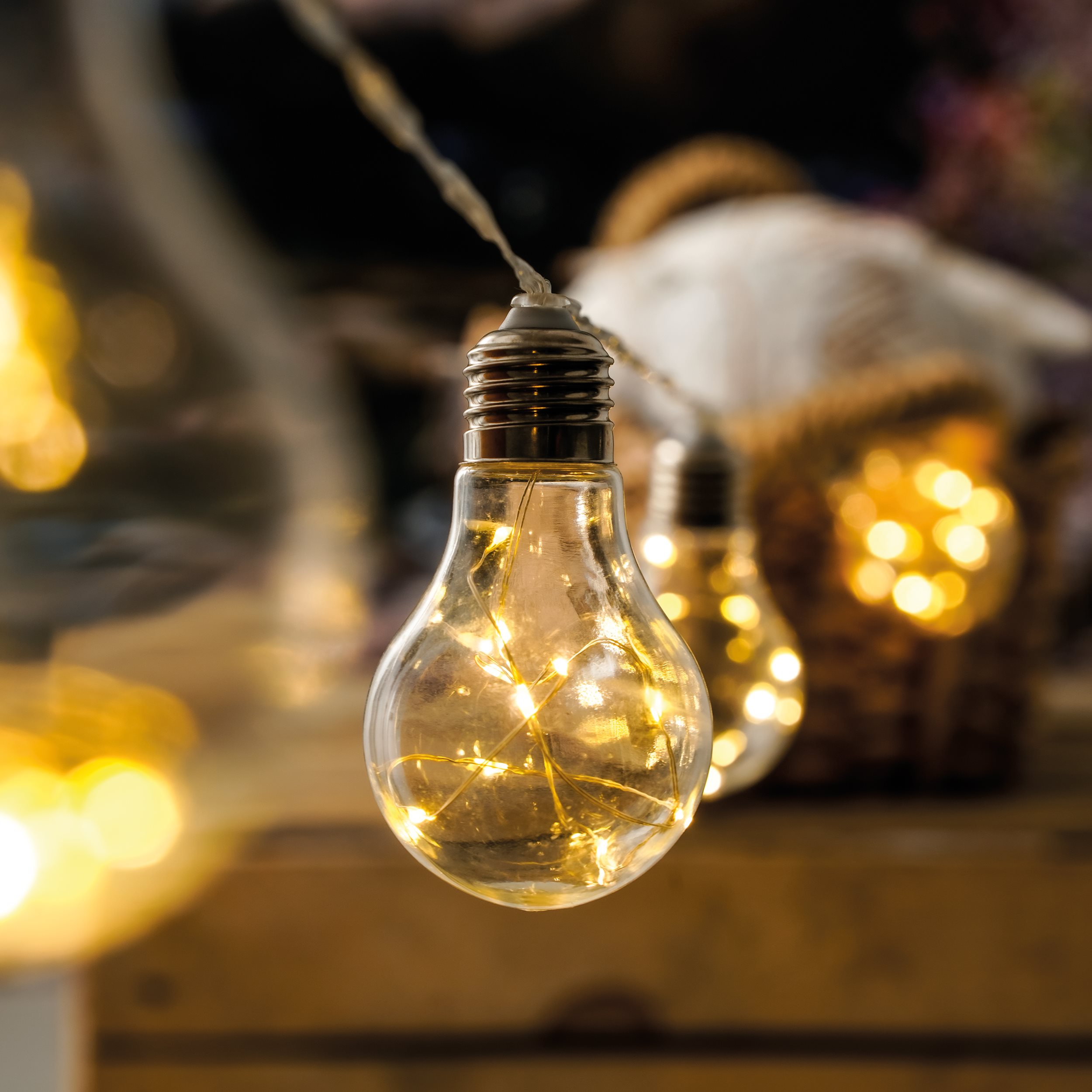 Solar Deko-Lichterkette mit 10 Glühbirnen