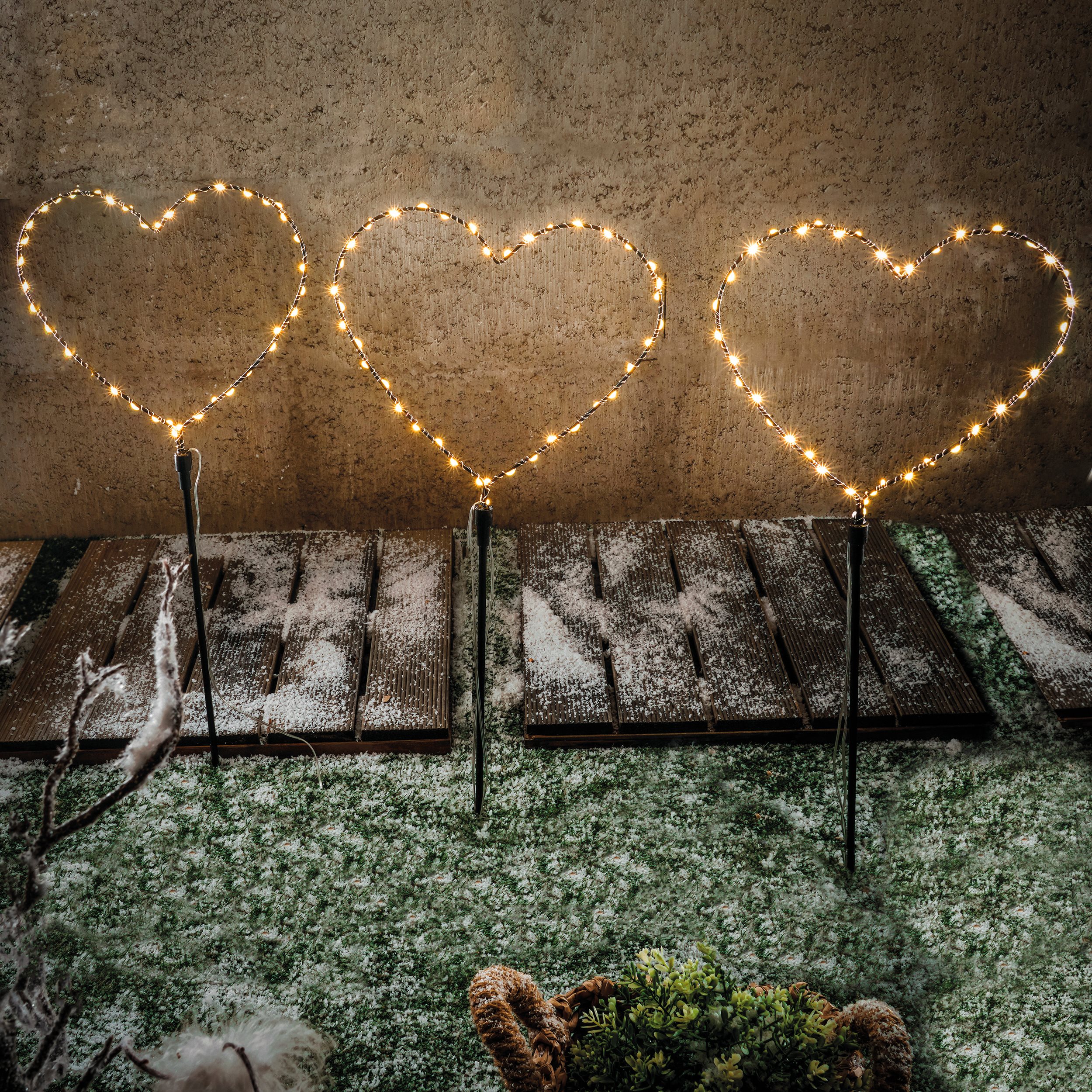 Solar Gartendeko Herztrio im 3er-Set