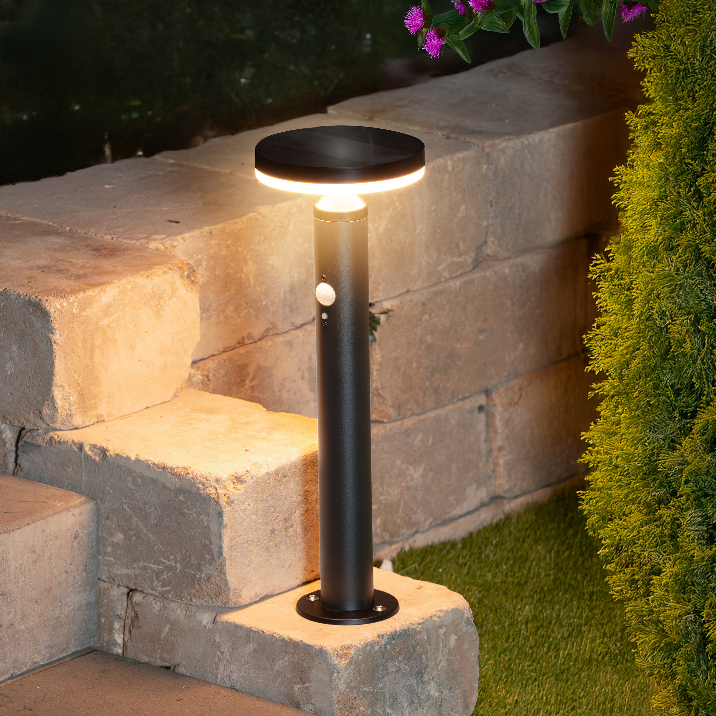 Solar Sockelleuchte Ribolla 45 cm mit Bewegungssensor