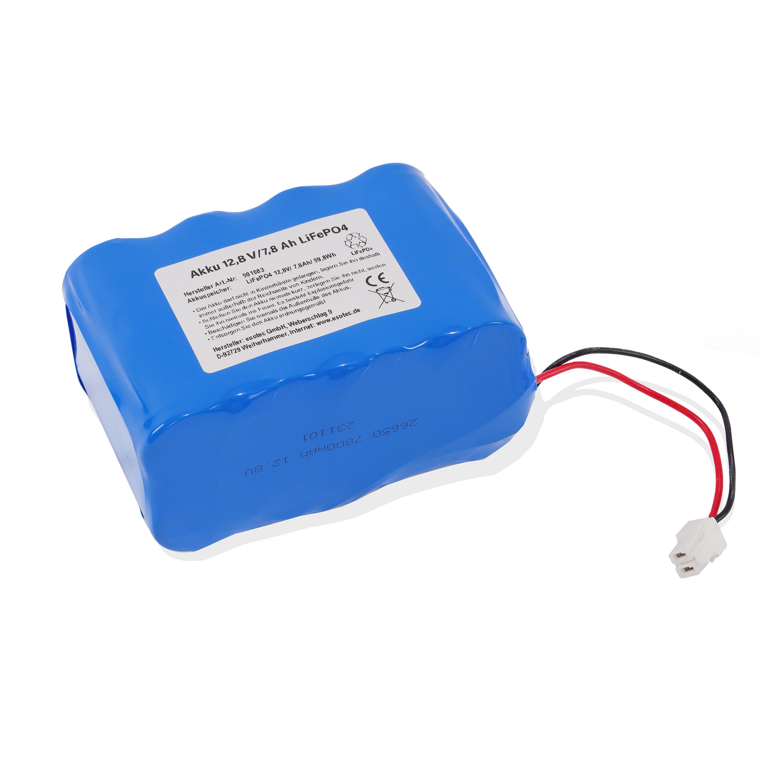 Ersatzakkupack LiFePO4 12,8 V / 7,8 Ah - mit Stecker weiß