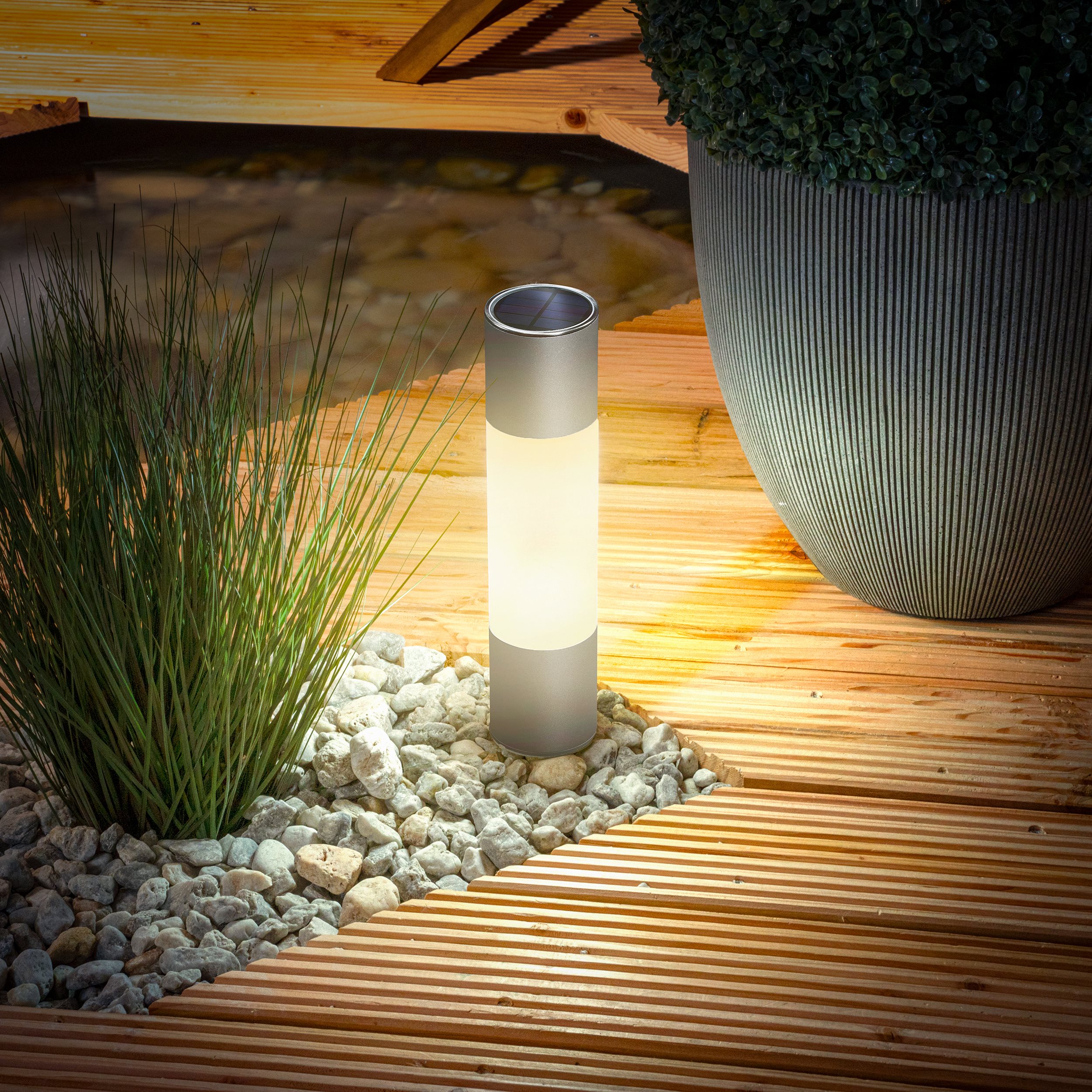 Moderne Solar Standleuchte Pole Light 30 cm DuoColor
