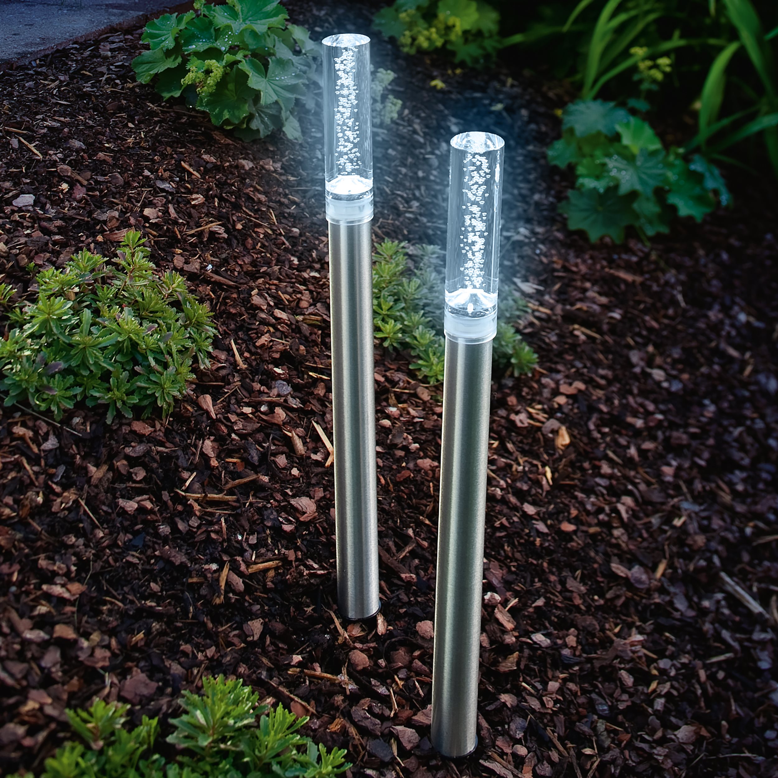 Solar LED Steckleuchtenset Twins 2er Set hellweiß