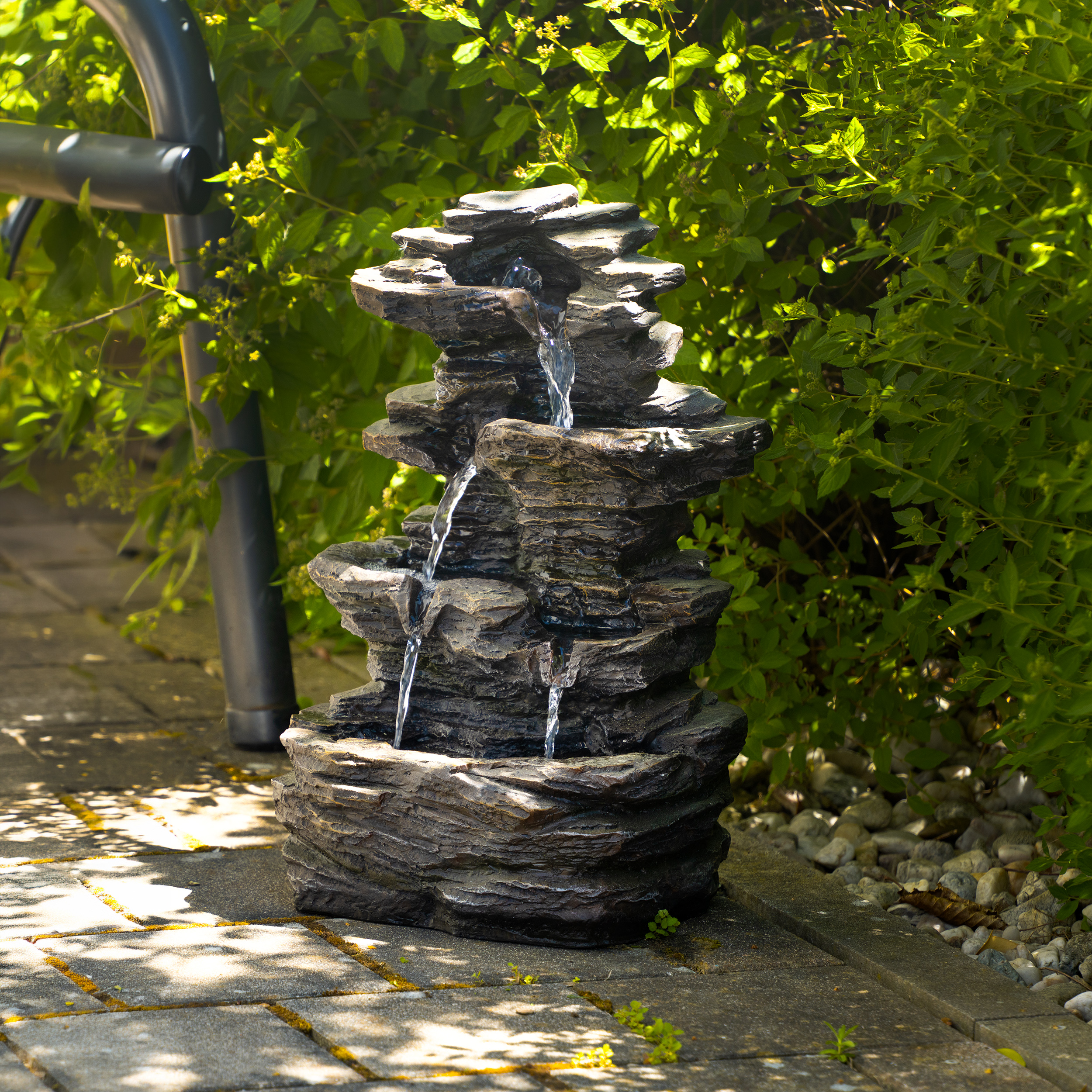 Solar Wasserfall-Dekobrunnen Rock Fountain mit Direktbetrieb