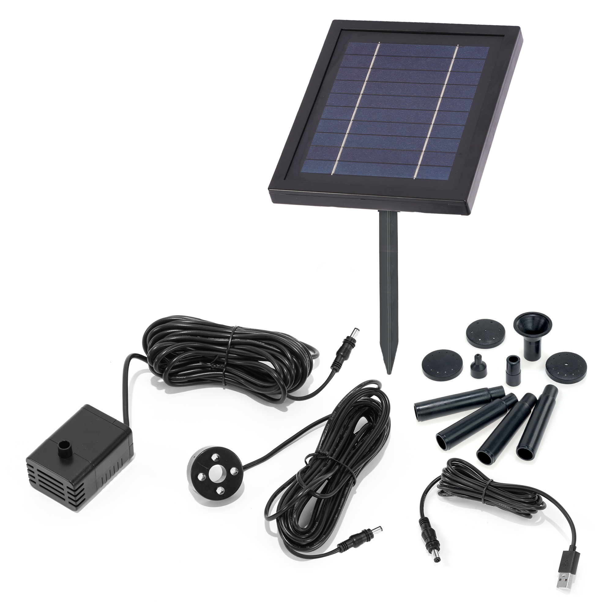 Solar Pumpensystem 3W/ 250 l/h mit Akku und LED-Licht