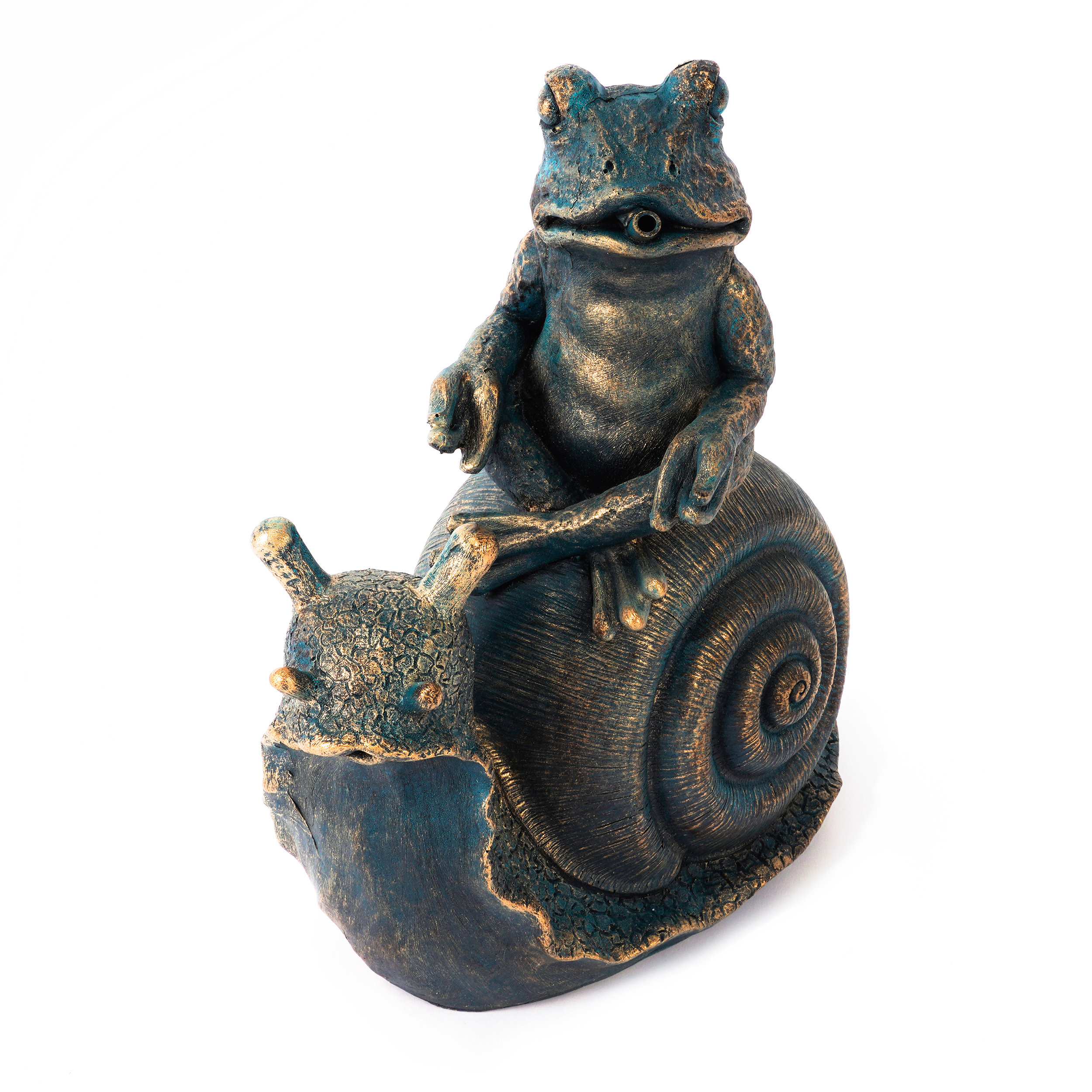 Wasserspeier-Figur Lilly und Nelly im Altkupfer-Design
