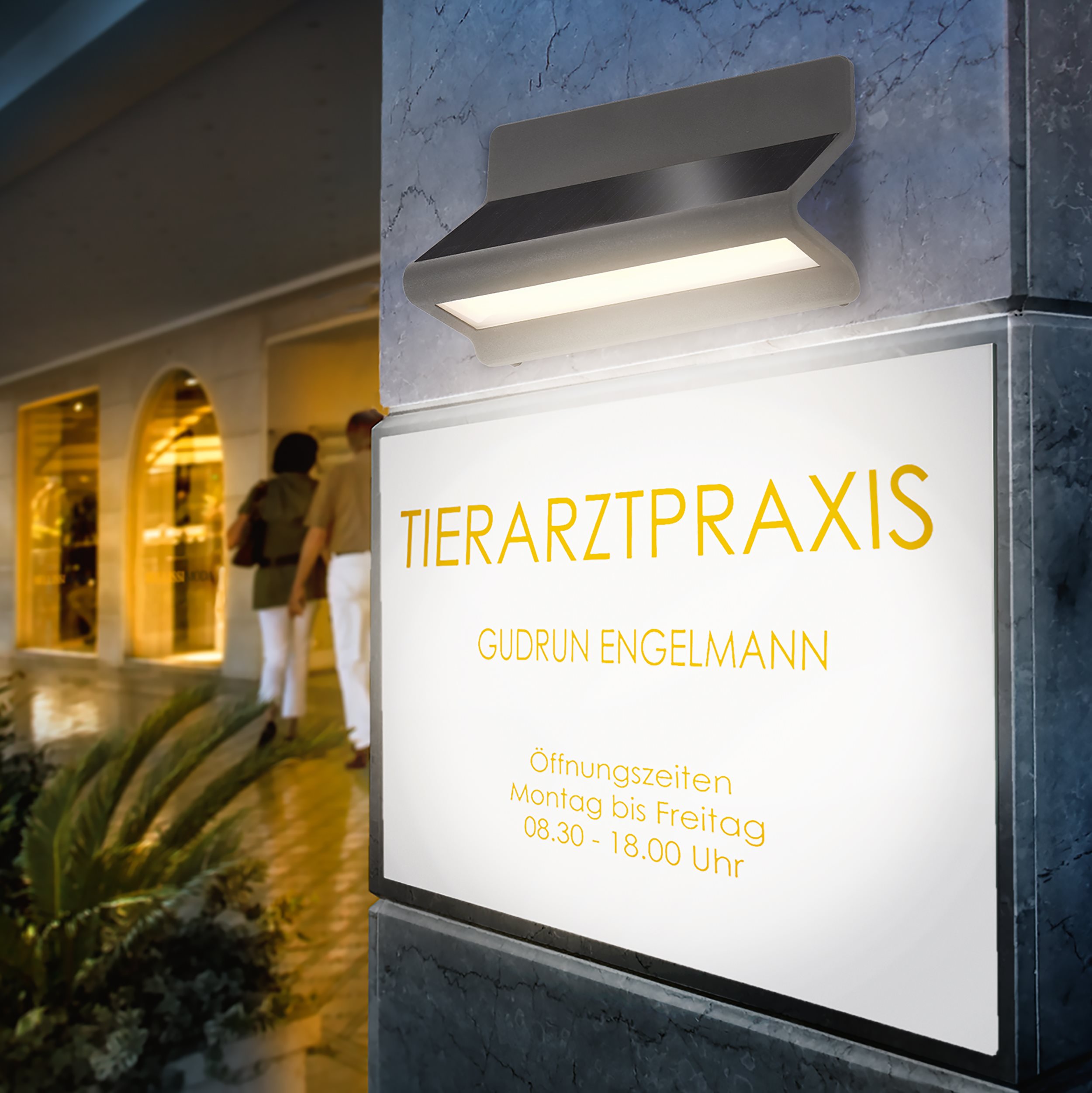 Moderne Solar Wand- & Schilderleuchte AluLine, schwarz