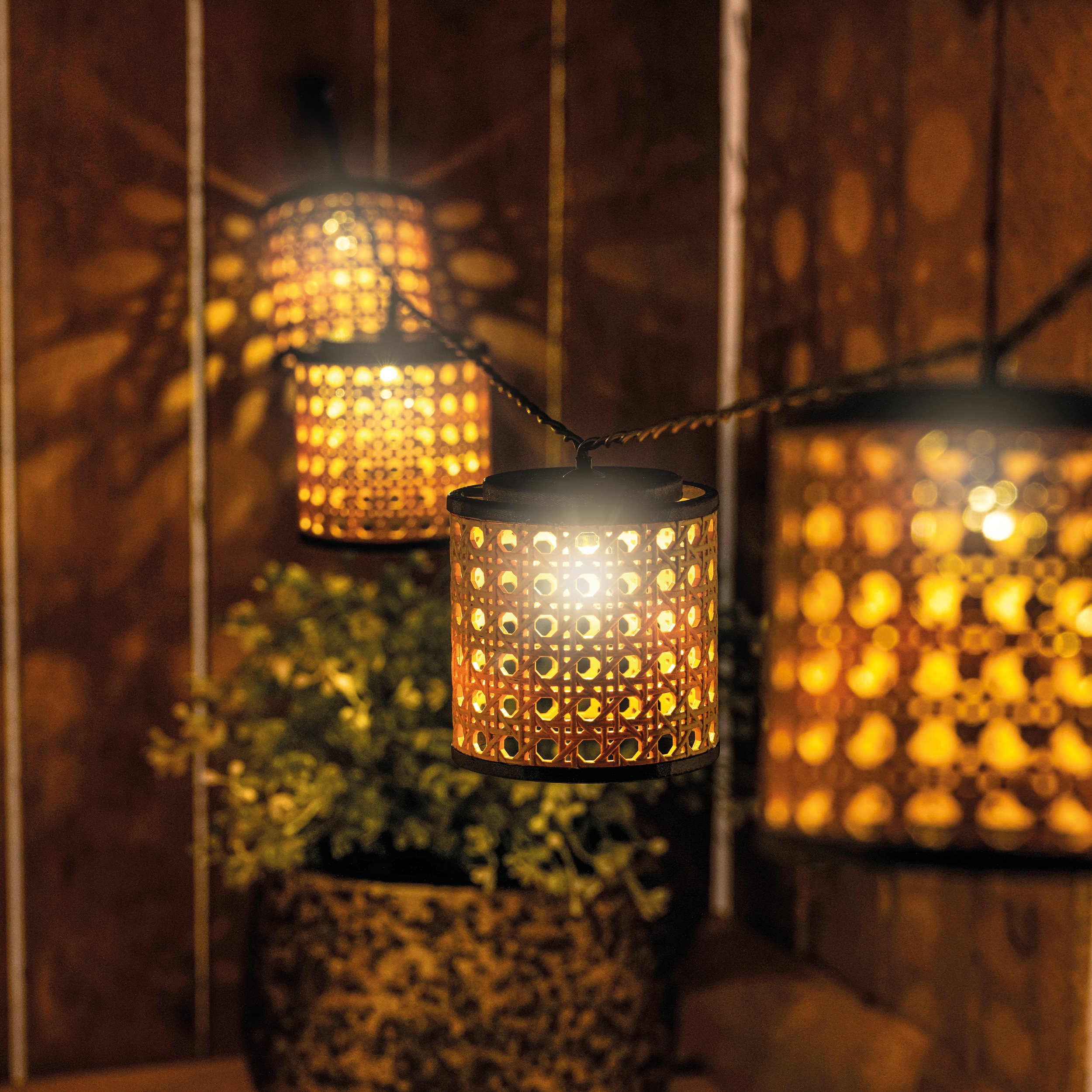 Solar Deko-Lichterkette Samoa mit 8 Körbchen