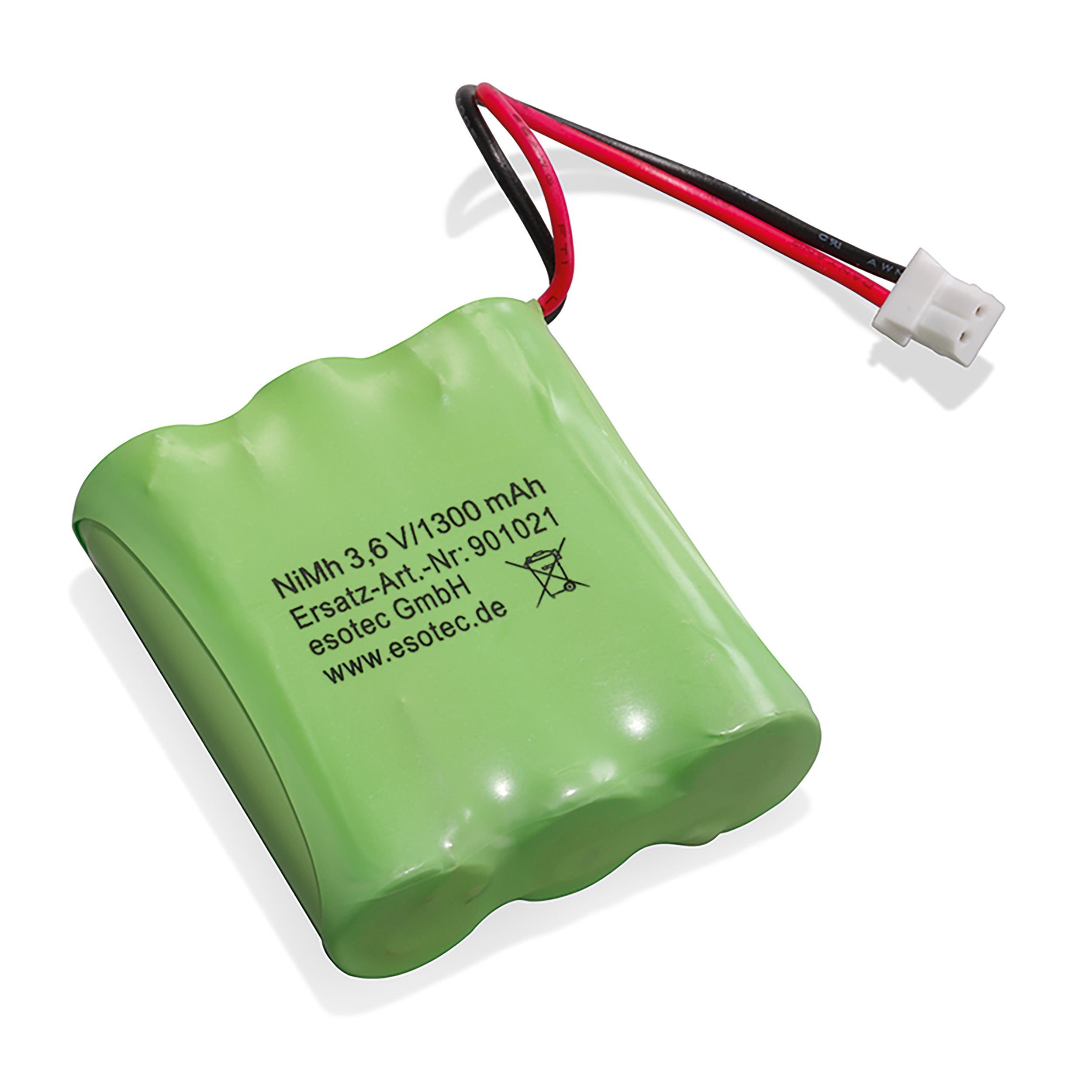 Akku NiMh 3,6 V 1300 mAh - Baugröße Mignon mit Stecker weiß