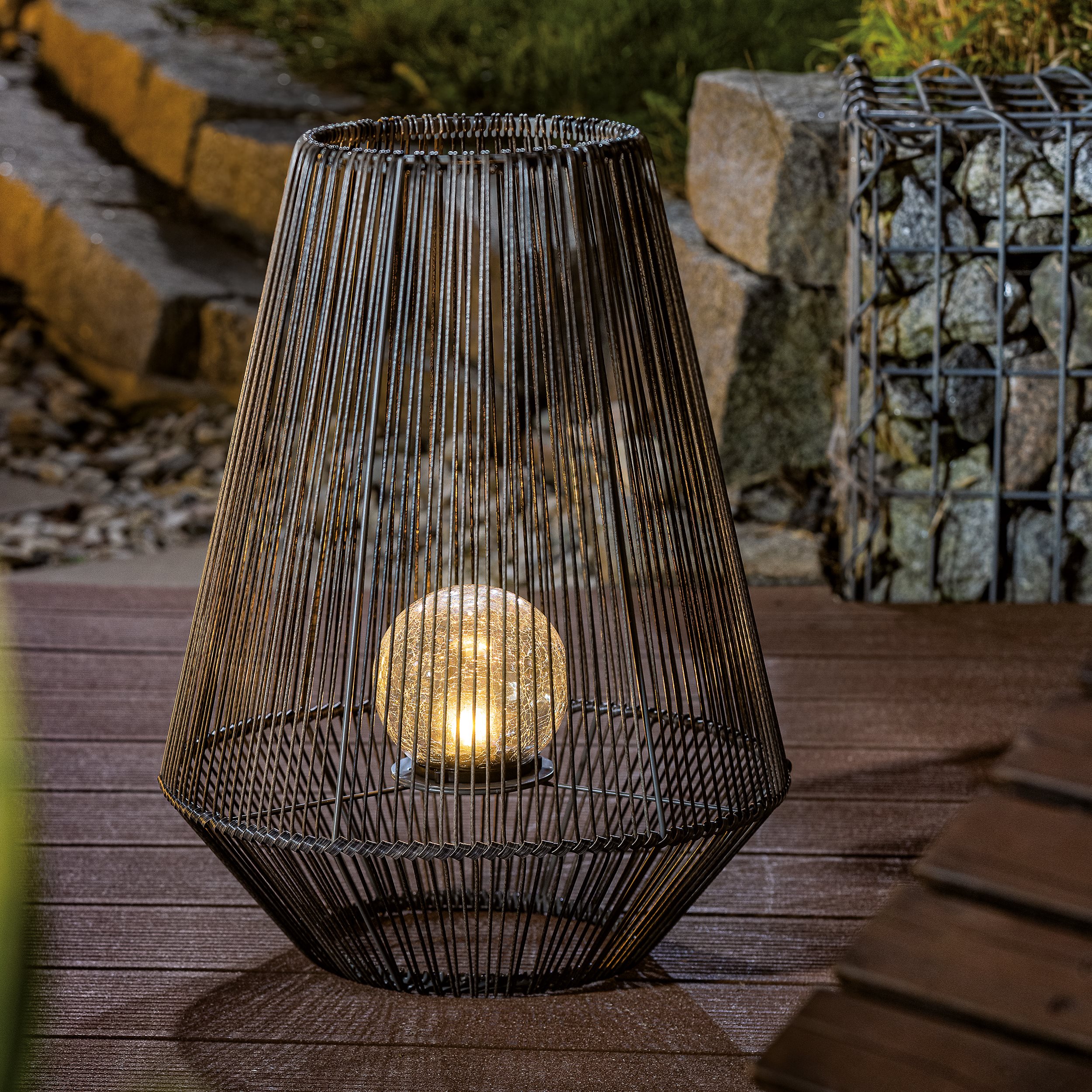 Solar Windlicht Ilona 50 cm in Rattanoptik