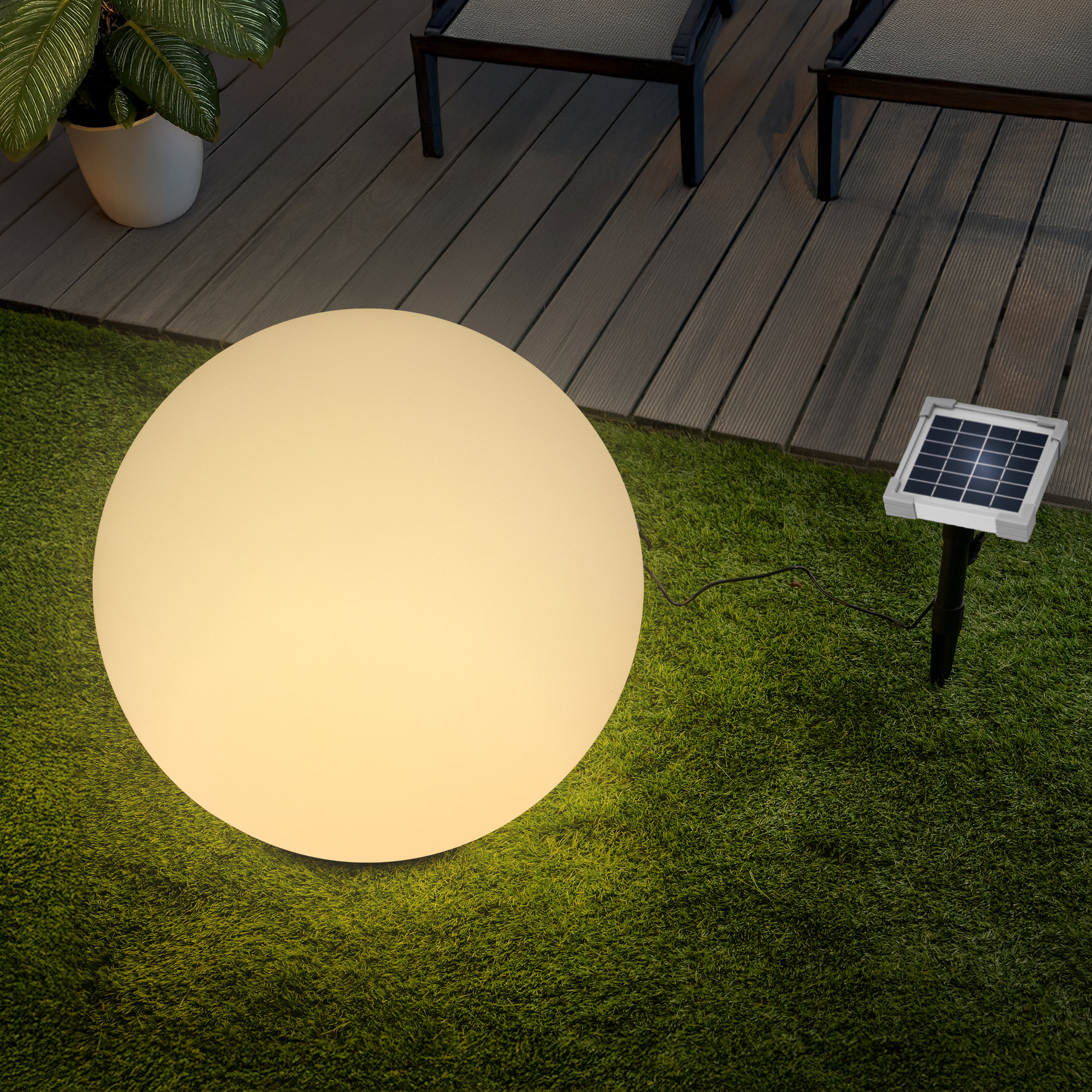 Solar Deko-Leuchtkugel 50 cm mit externem 2 W Solarmodul