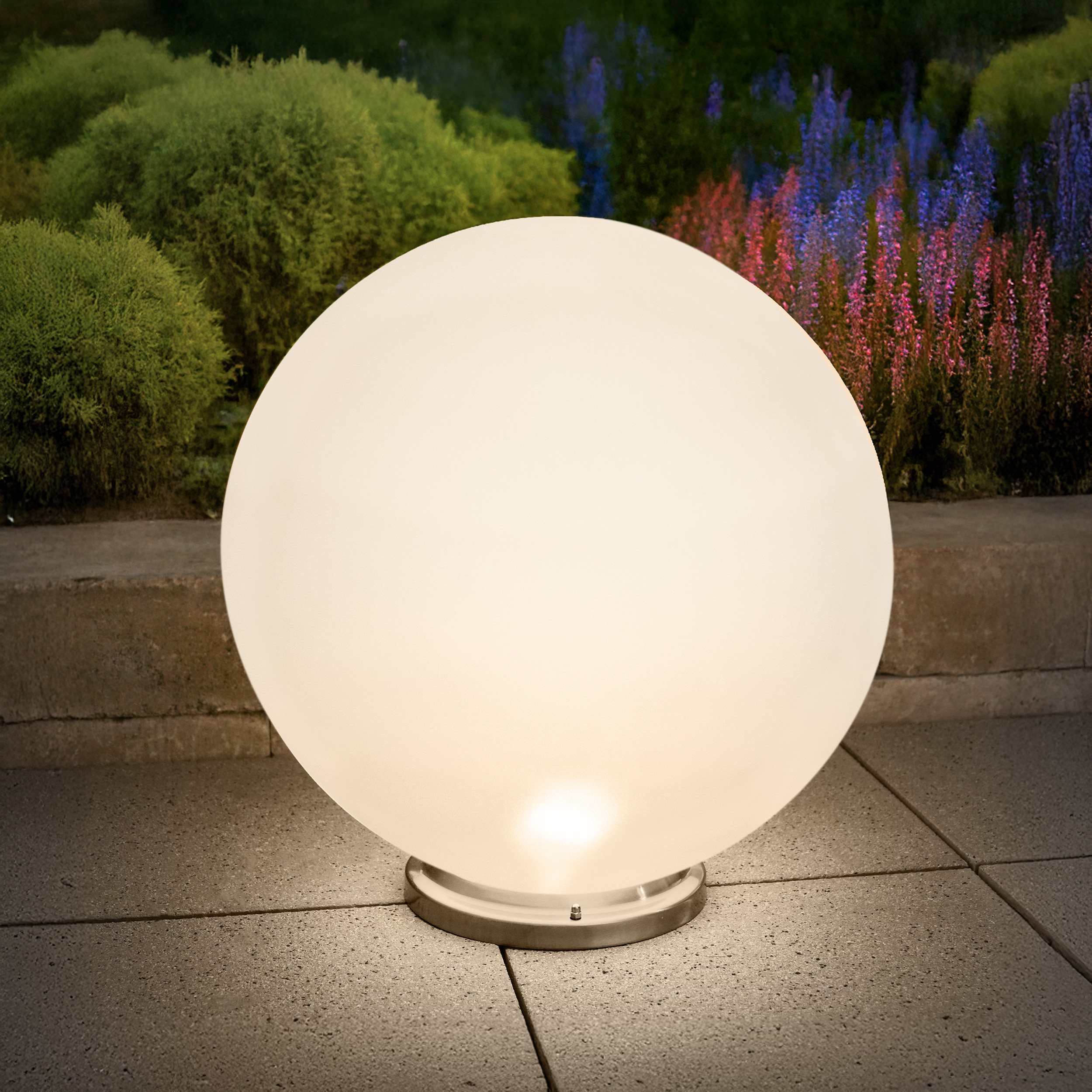 Solarkugel Liana ⌀ 50 cm mit Edelstahlsockel und Fernbedienung