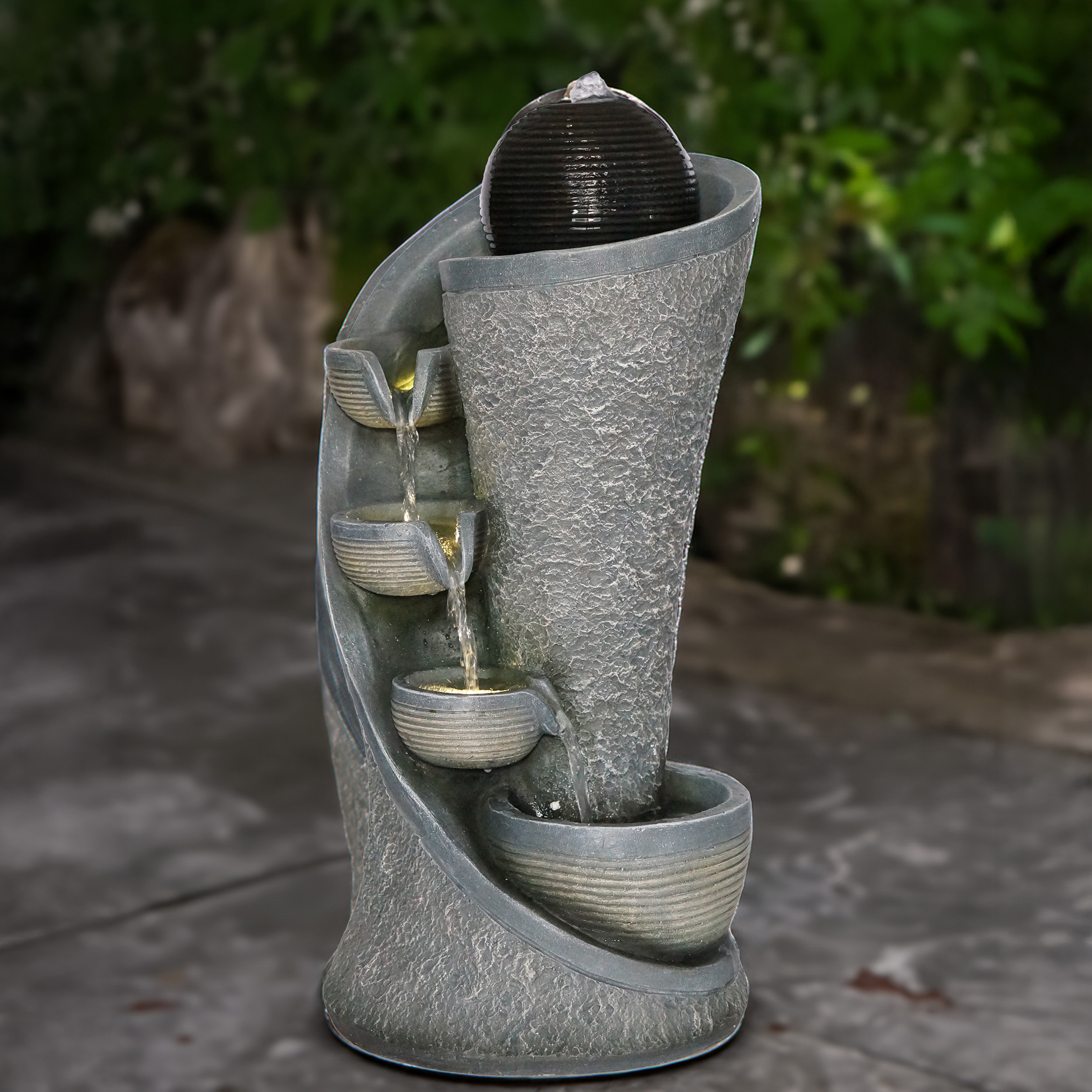 Solar Design Gartenbrunnen mit Wasserquelle und Kaskade