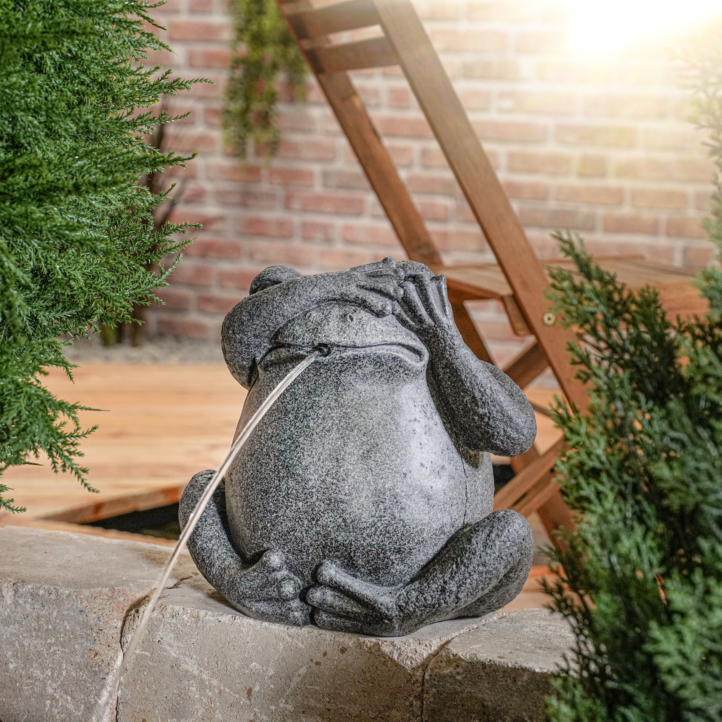 Solar Wasserspeier-Set sitzender Frosch