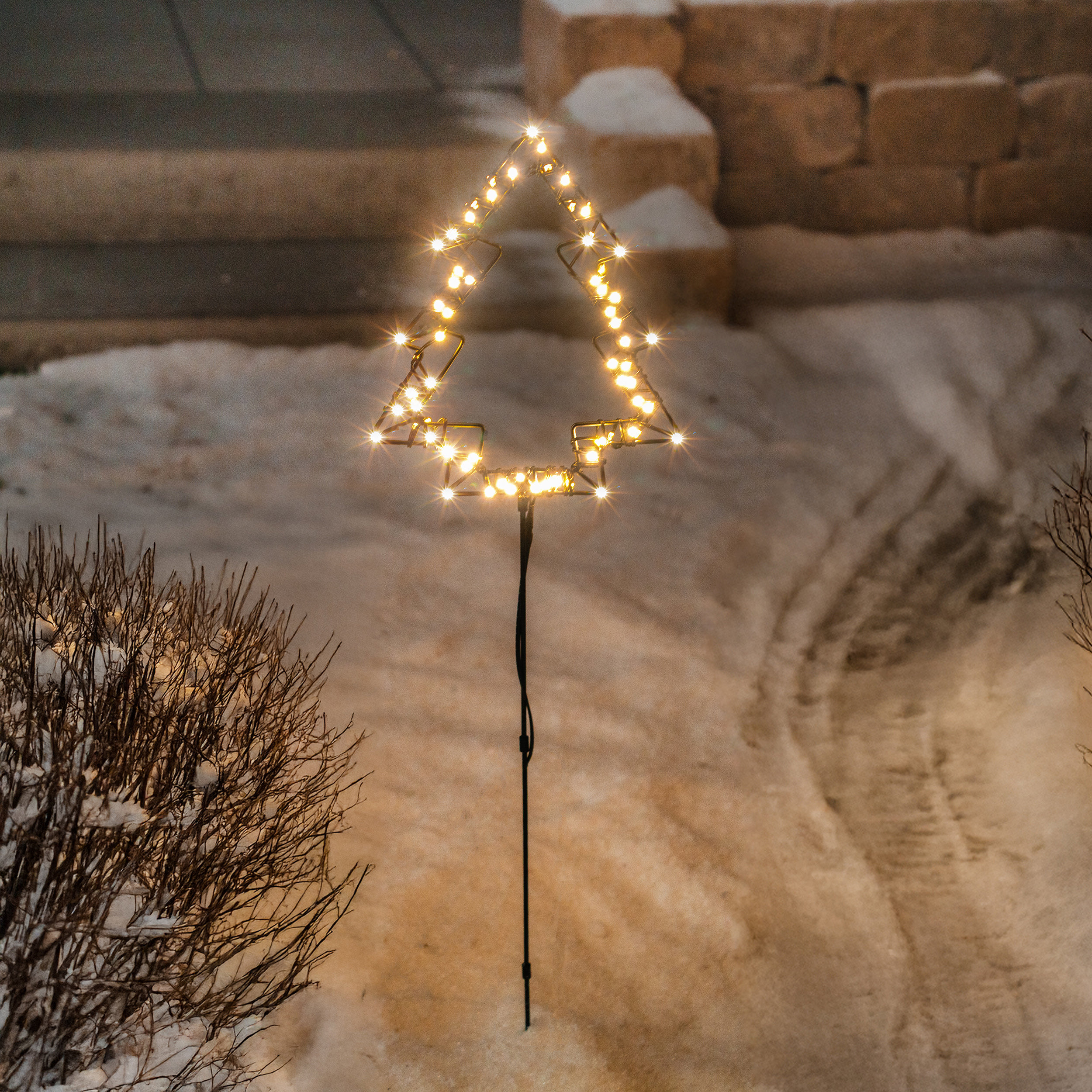 Solar Gartenstecker Weihnachtsbaum mit 60 warmweißen LEDs