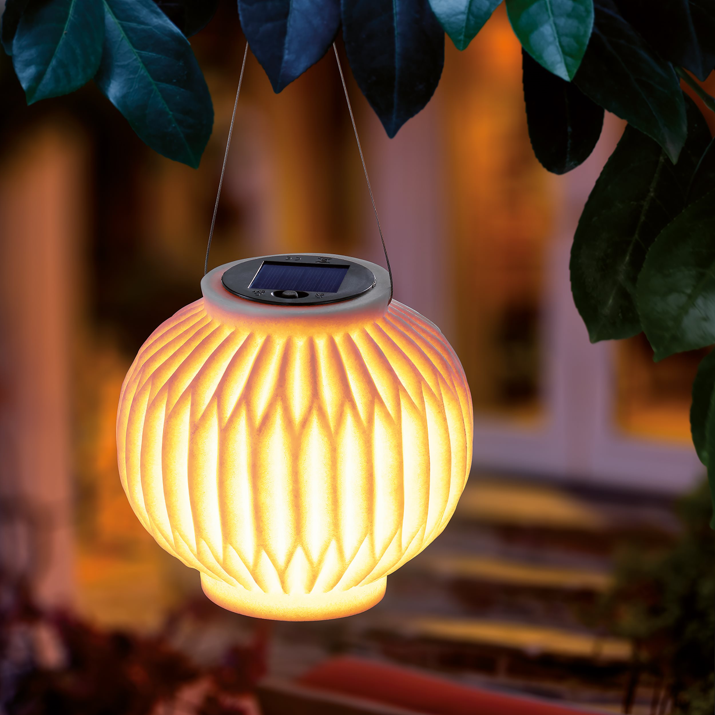 Solar Hänge- und Tischleuchte Ibiza in Sandsteinoptik