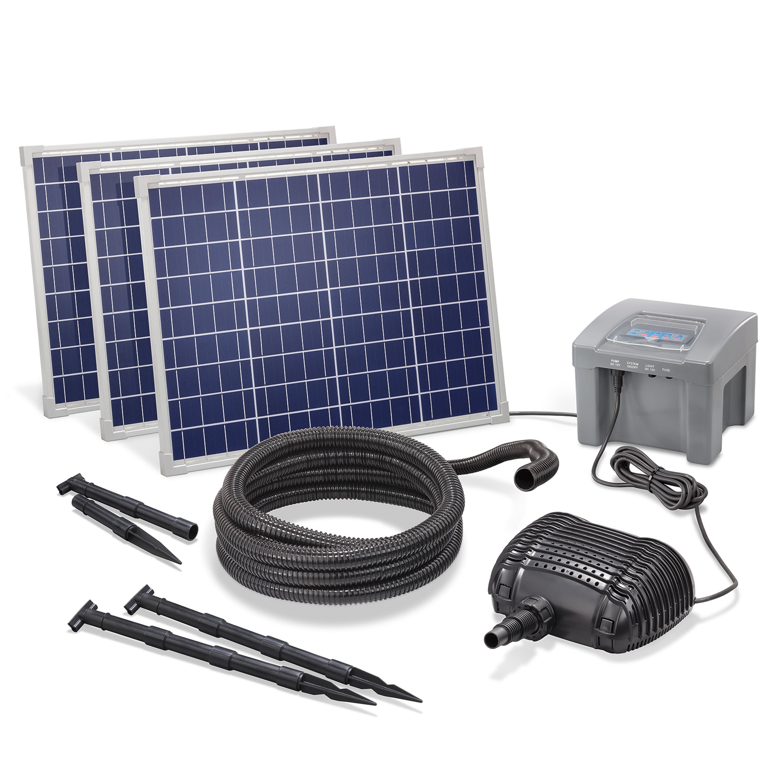 Solar Bachlaufpumpenset 150/3500 mit 24 Ah Pb Akkuspeicher