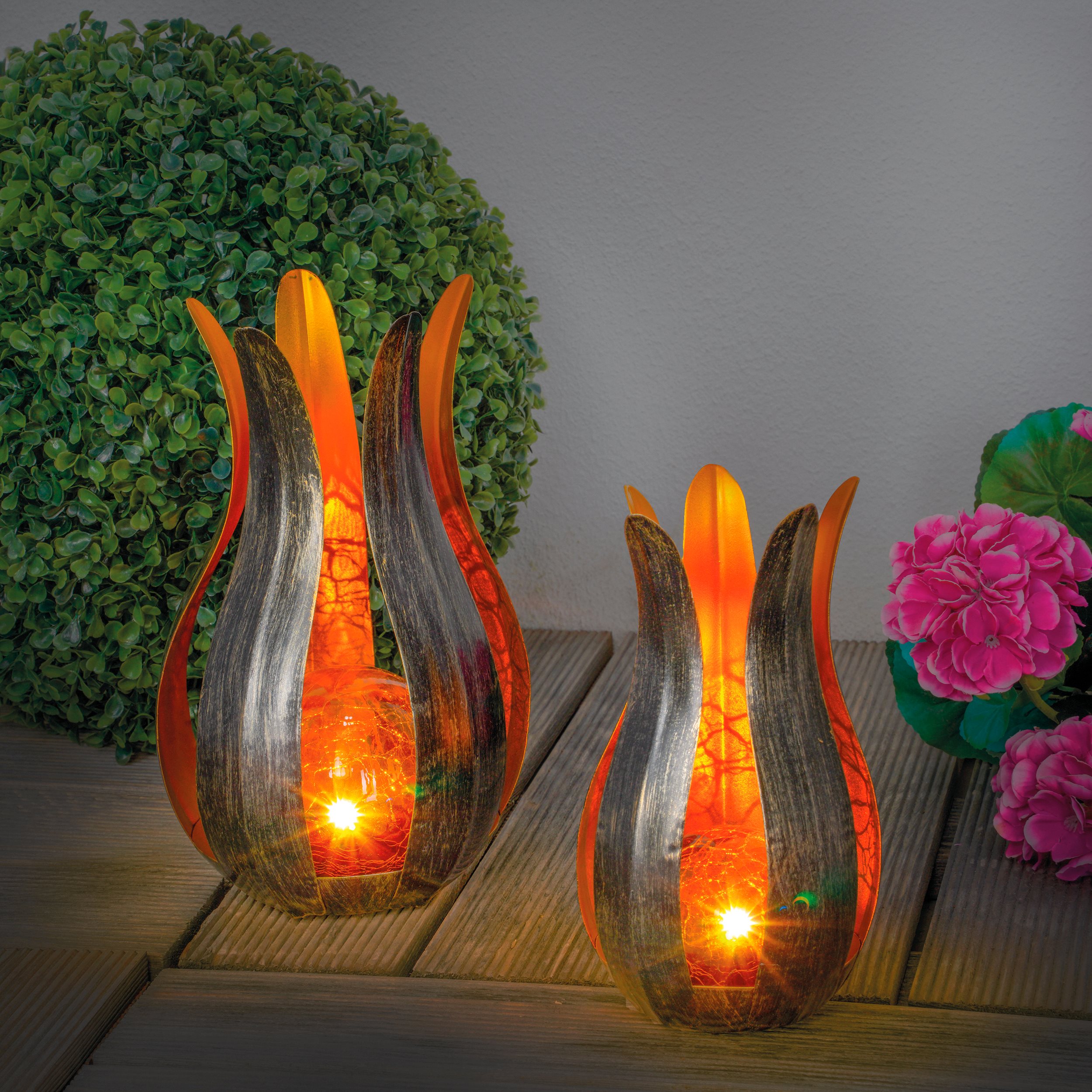 Solar Blumenleuchten Lilie 2 er Set gelb - Ø 12 und 15 cm