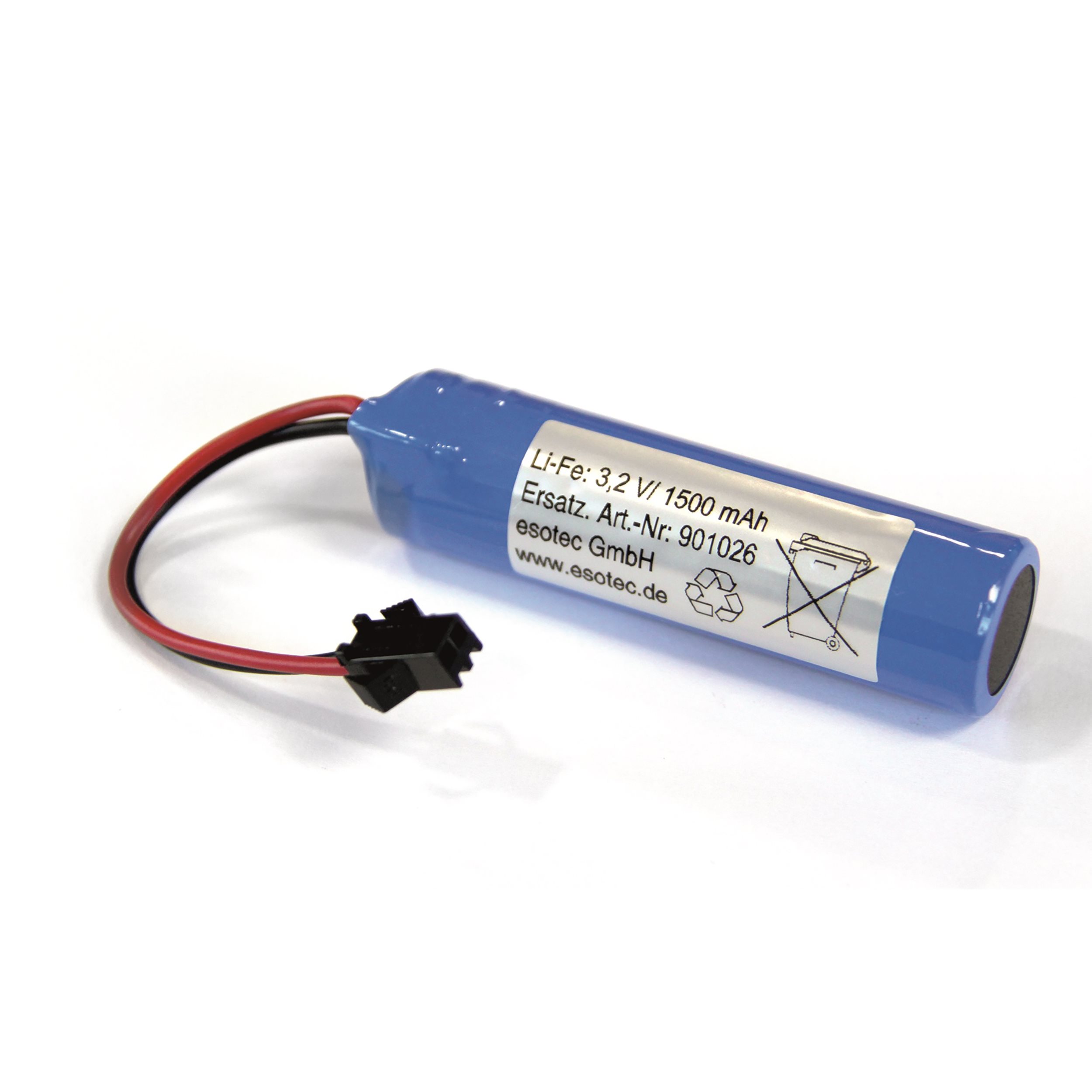 Akku LiFePO4 3,2 V 1500 mAh - Baugröße 18650 mit Stecker schwarz