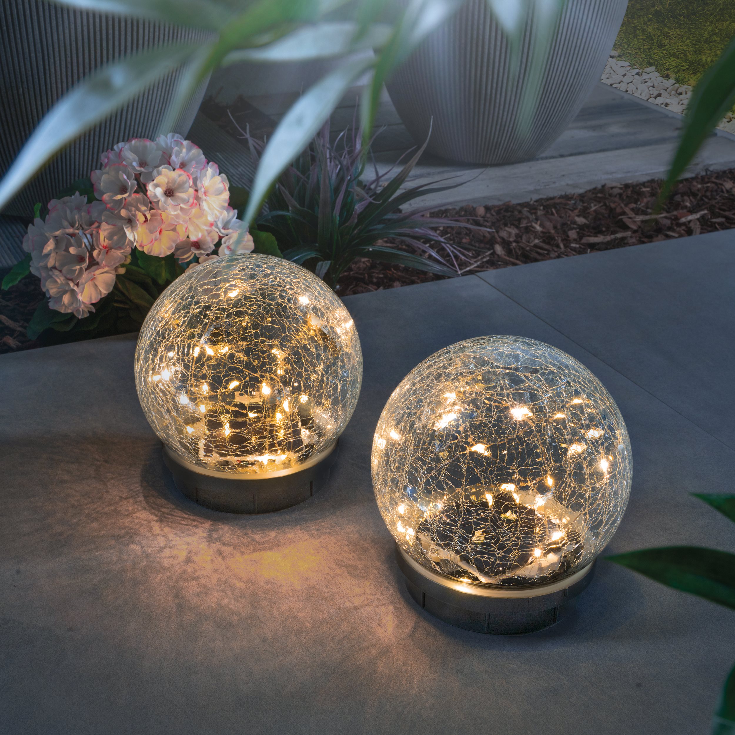 Solarkugel-Set Lichterzauber ⌀ 15 cm in Bruchglasoptik
