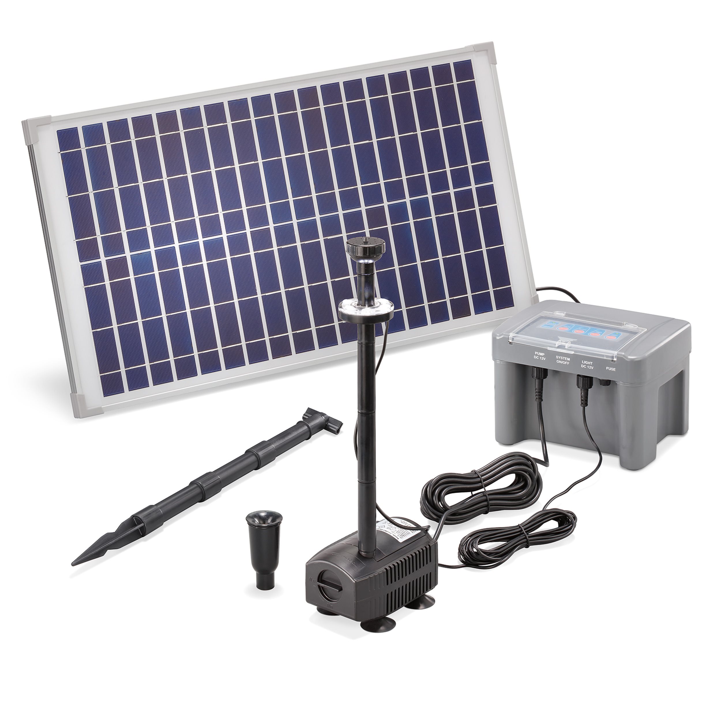 Solar Teichpumpenset 25/650 mit 12 Ah Pb Akkuspeicher
