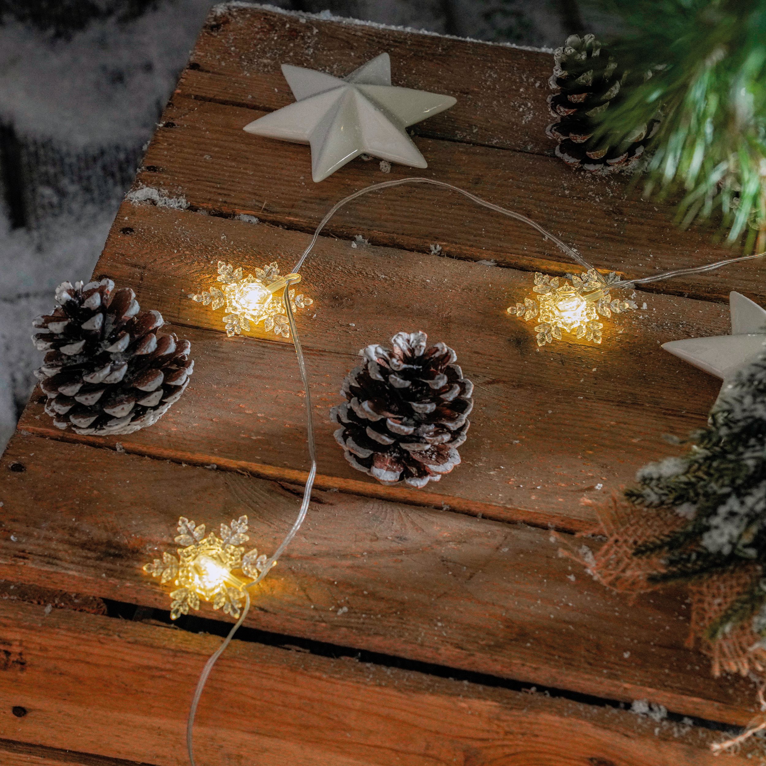 Solar Deko-Lichterkette mit 30 Eiskristallen, warmweiß