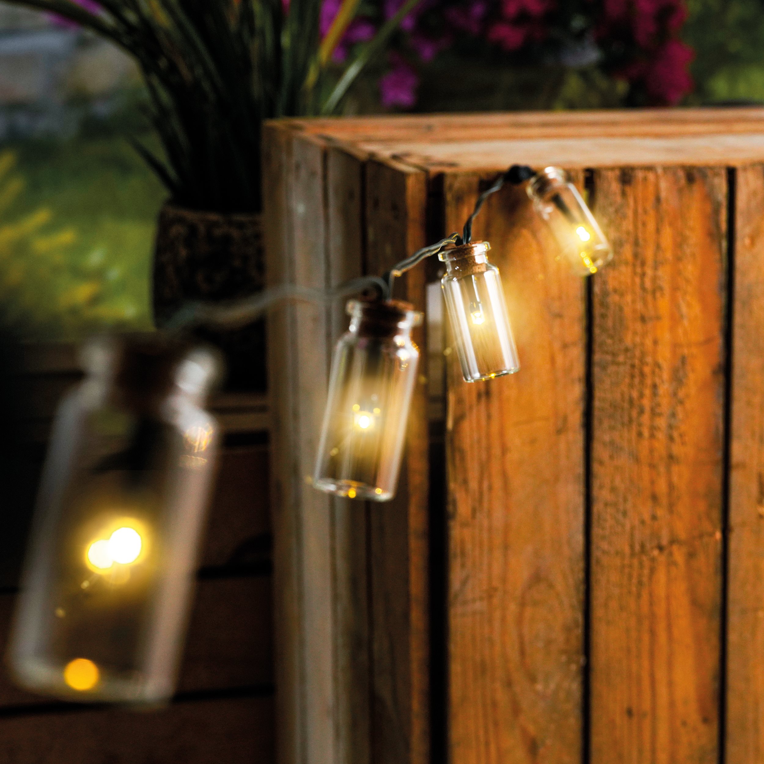 Solar Lichterkette mit 20 Glasfläschchen