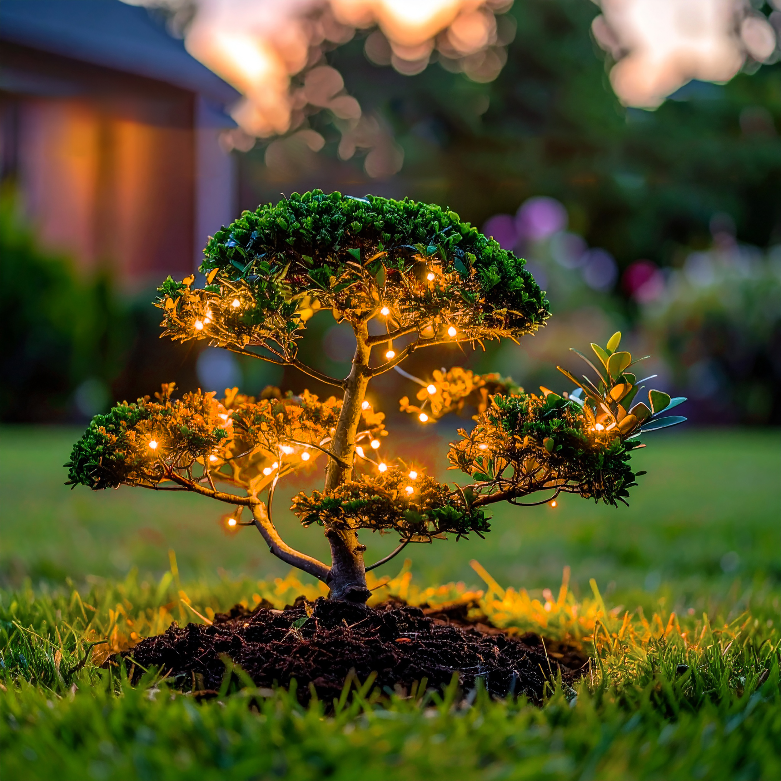 Solar Lichterkette mit 24 bernsteinfarbenen LEDs