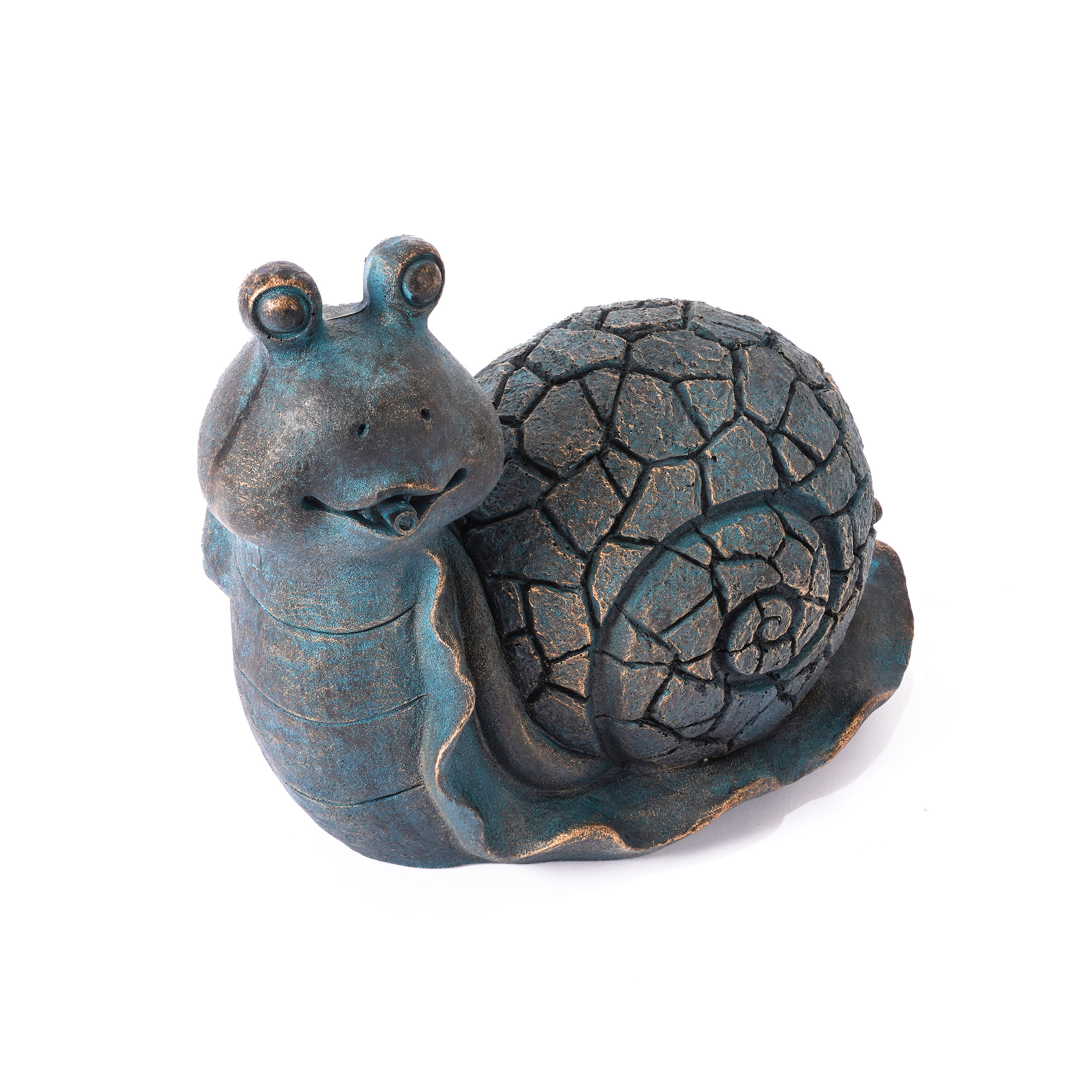 Wasserspeier-Figur Schnecke Emilius im Altkupfer-Design