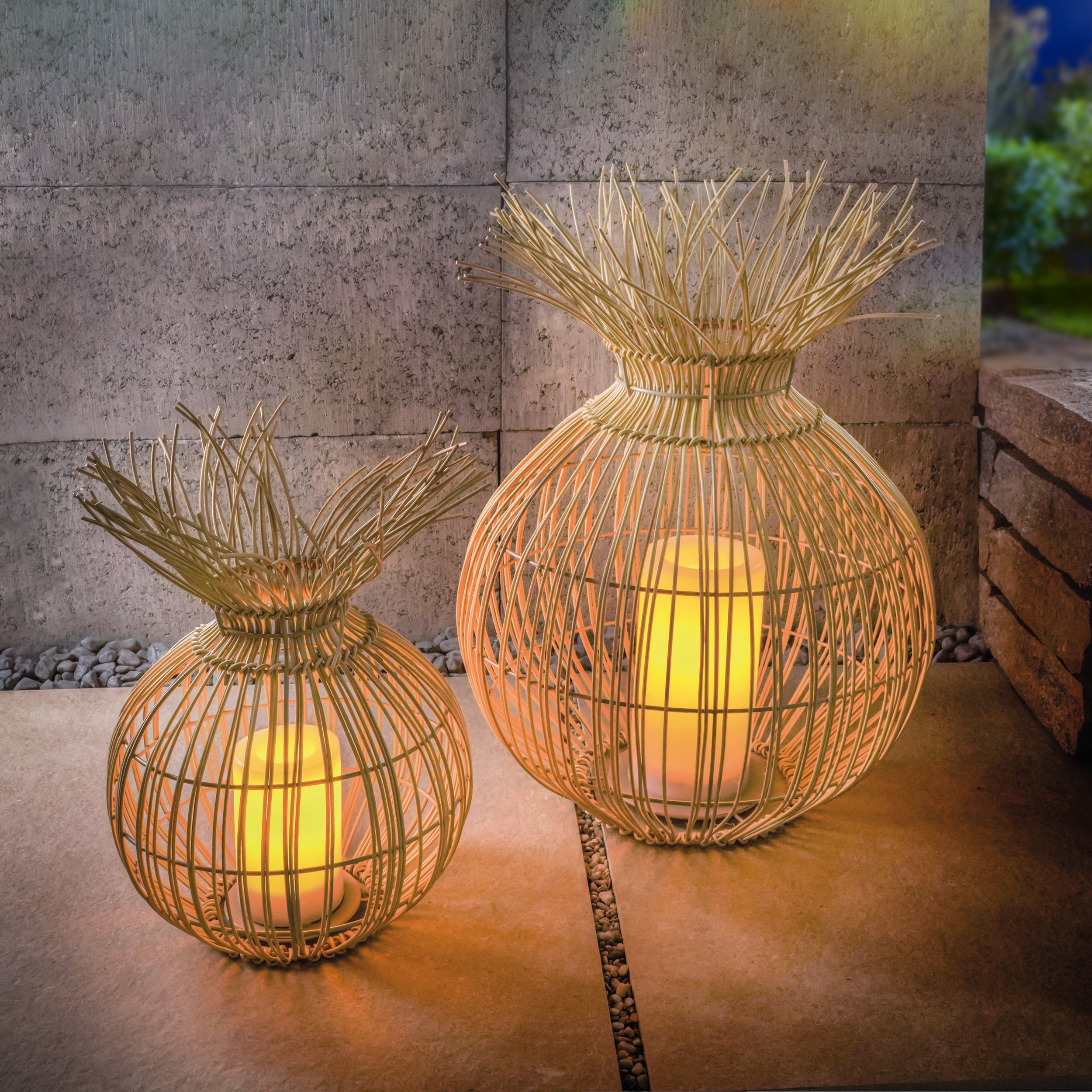 Boho-Windlichter Praya im 2er-Set, solarbetrieben