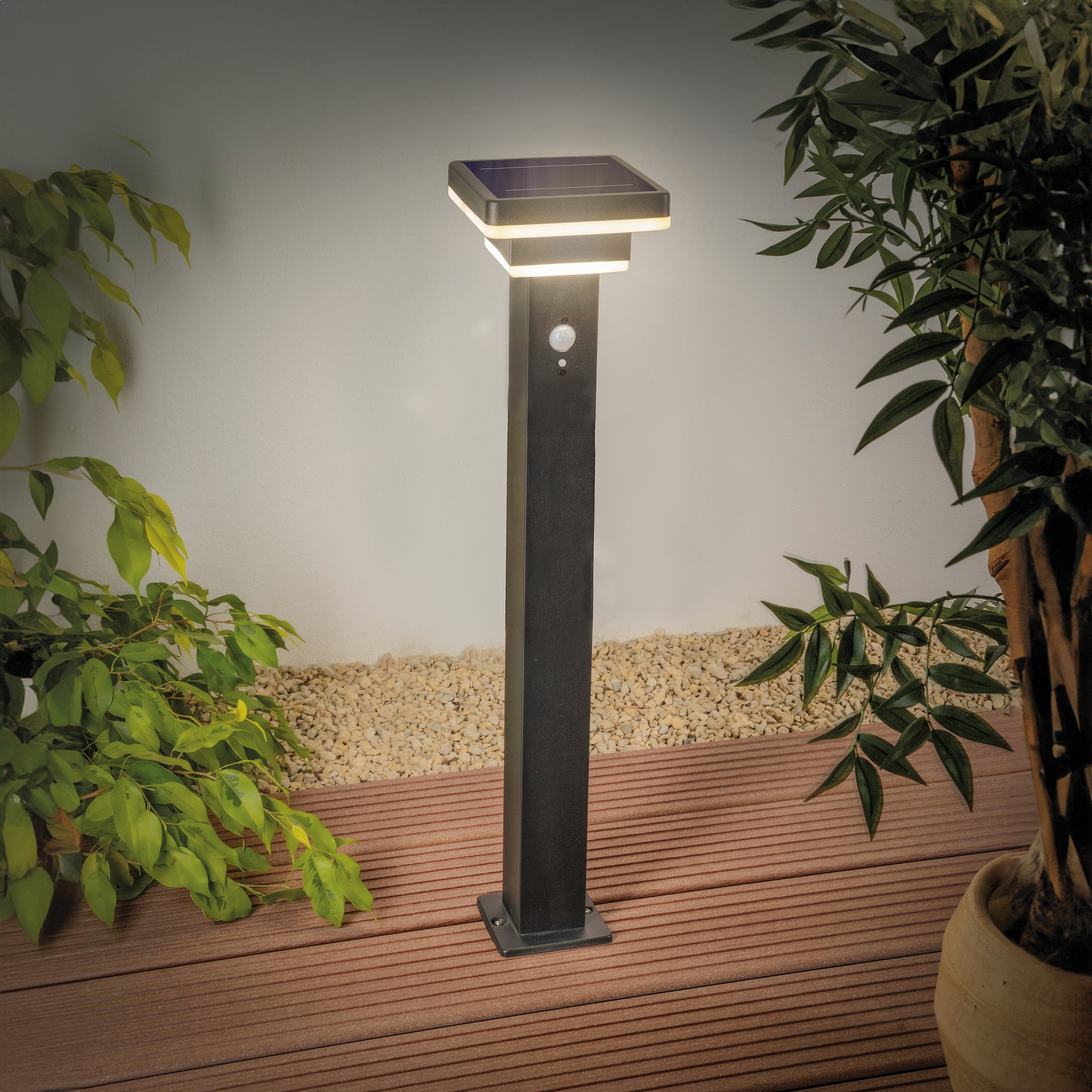 Solar Standleuchte Lucca 86 cm mit Sensor, schwarz