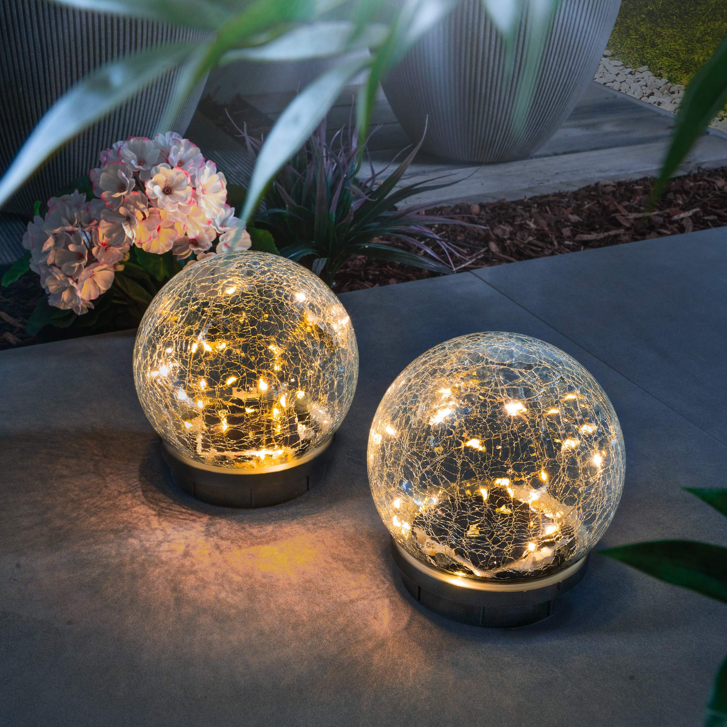 Solarkugel-Set Lichterzauber ⌀ 15 cm in Bruchglasoptik