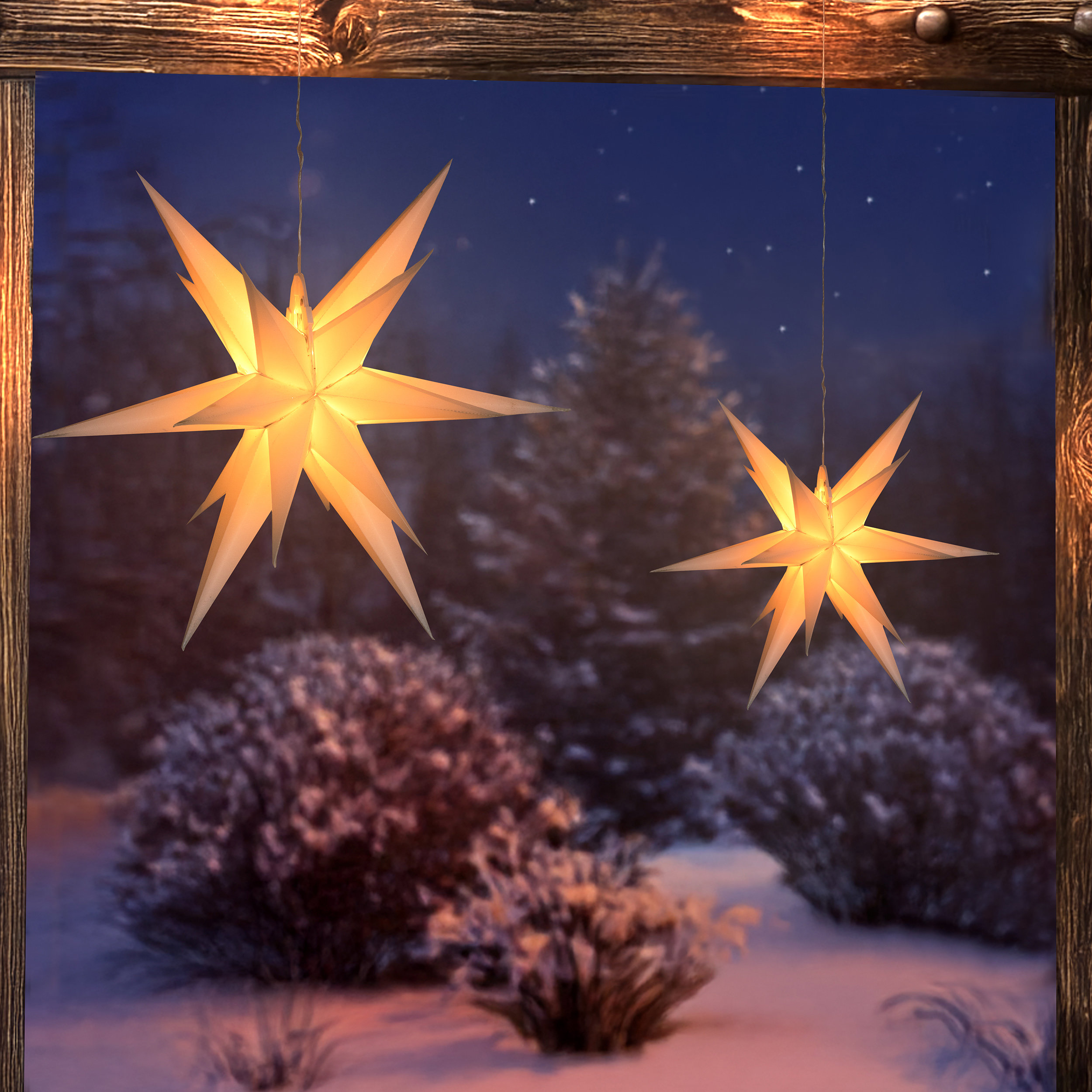 Solar Weihnachtsstern-Set für Außen, Ø 35 cm und 57 cm