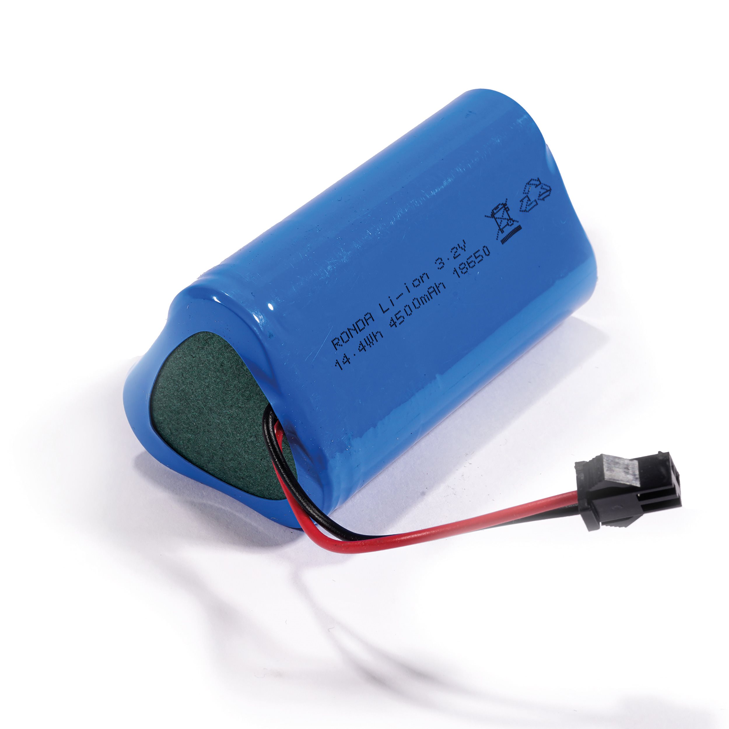 Akku LiFePO4 3,2 V 4500 mAh - Baugröße 18650 mit Stecker schwarz
