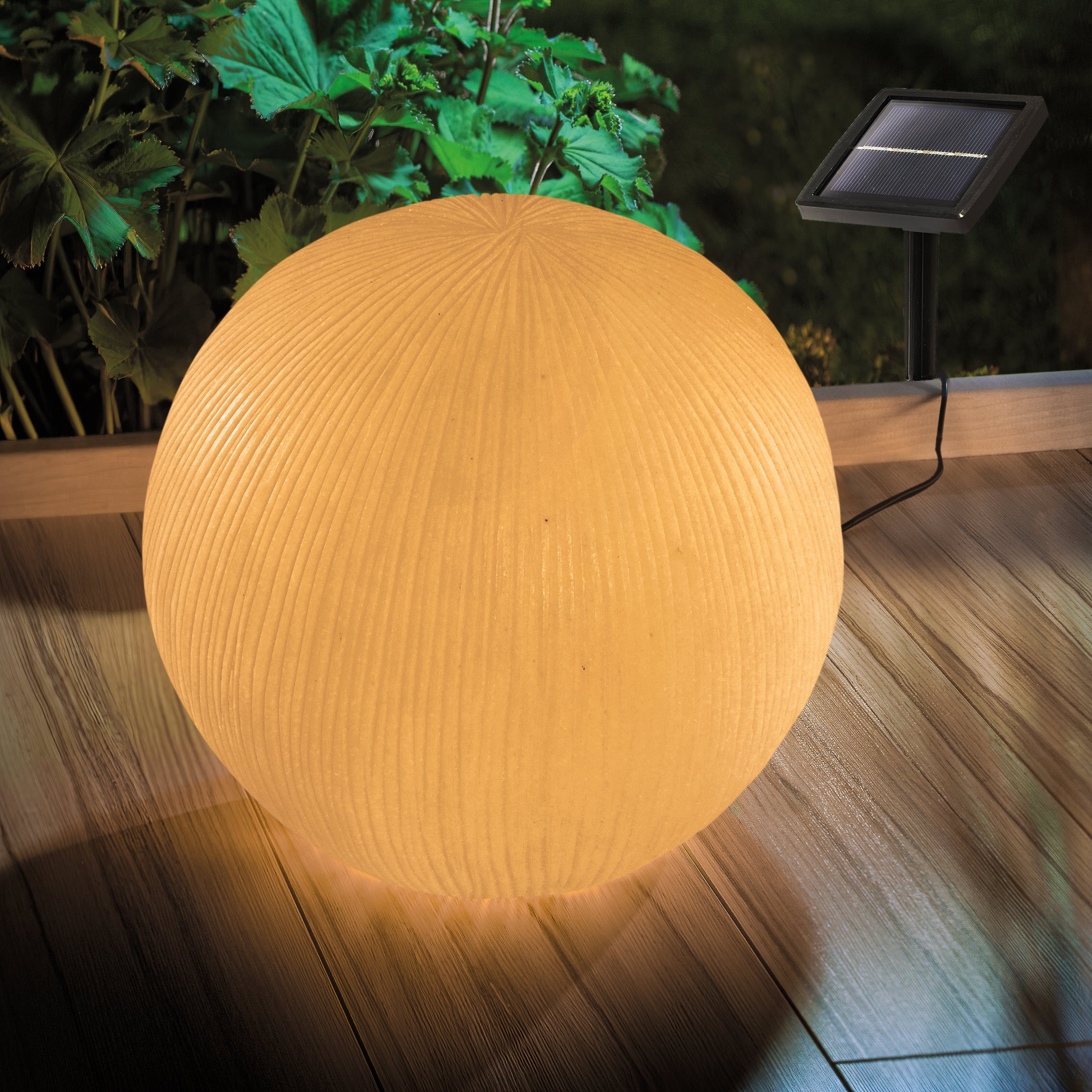Solar Gartenkugel ⌀ 26 cm in besonderer Sandsteinoptik