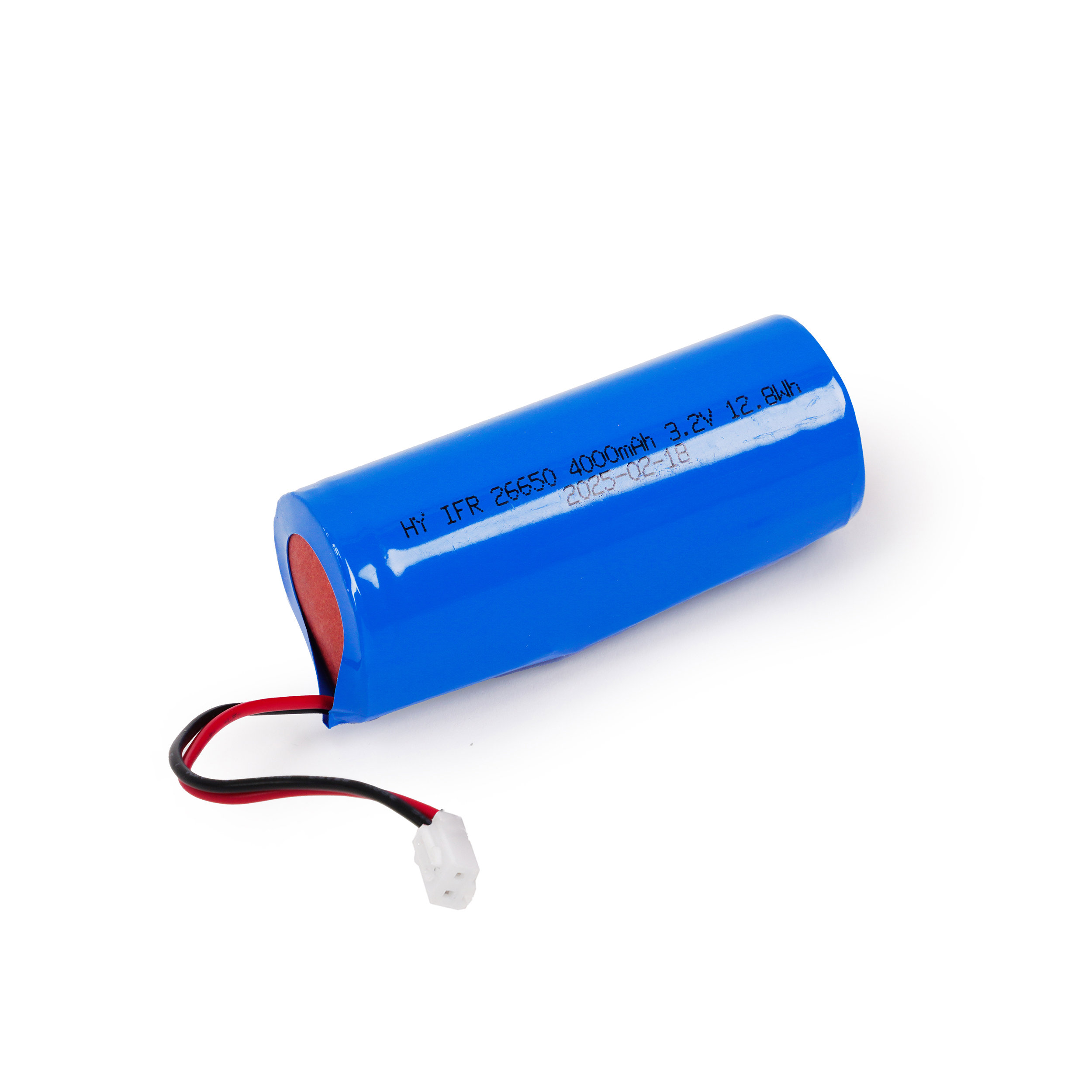 Akku LiFePO4 3,2 V/ 4 Ah/ 12,8 Wh 26650 mit Kabel und weißer Buchse