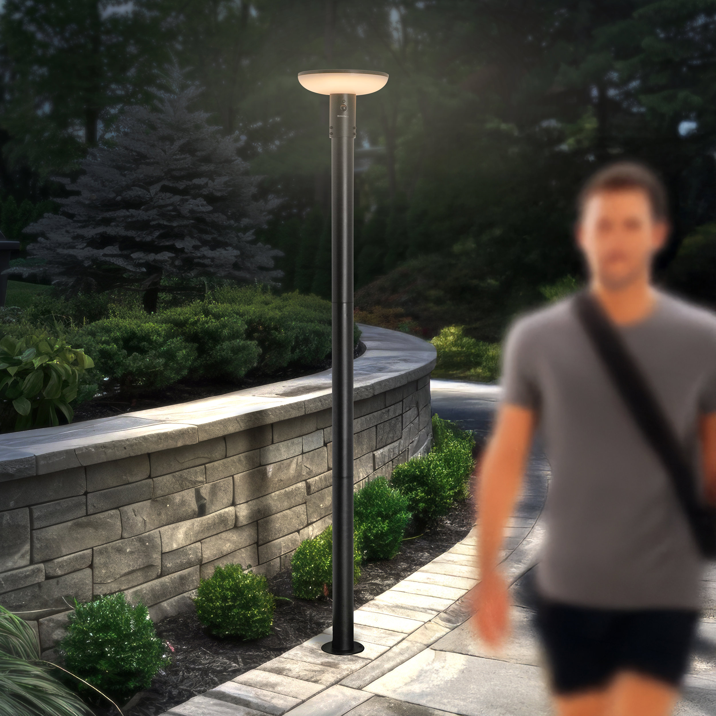 Extrahohe Solar-Sockelleuchte Linus CCT 2 m mit Bewegungssensor