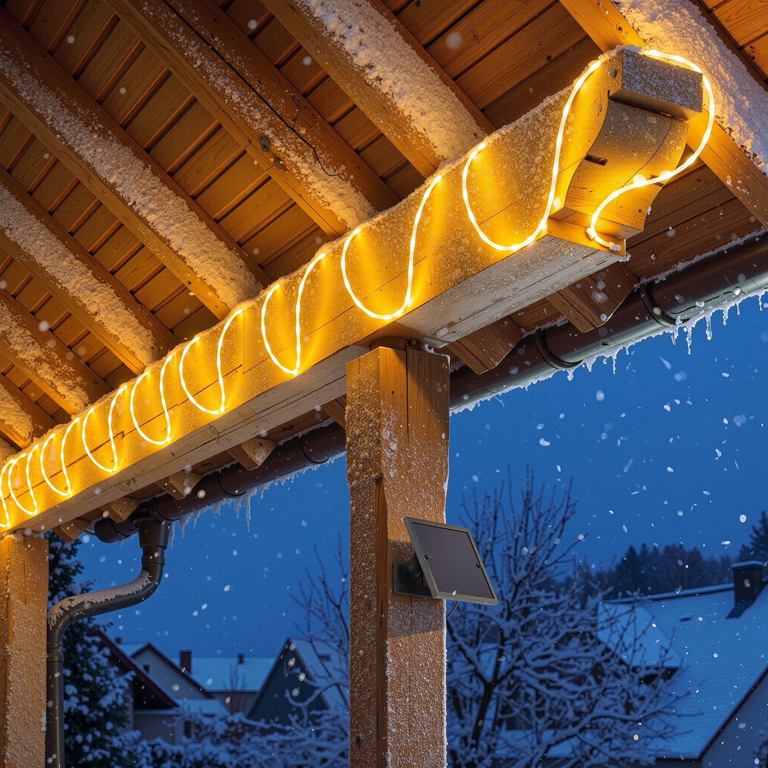 Solar Lichterschlauch mit 200 warmweißen LEDs