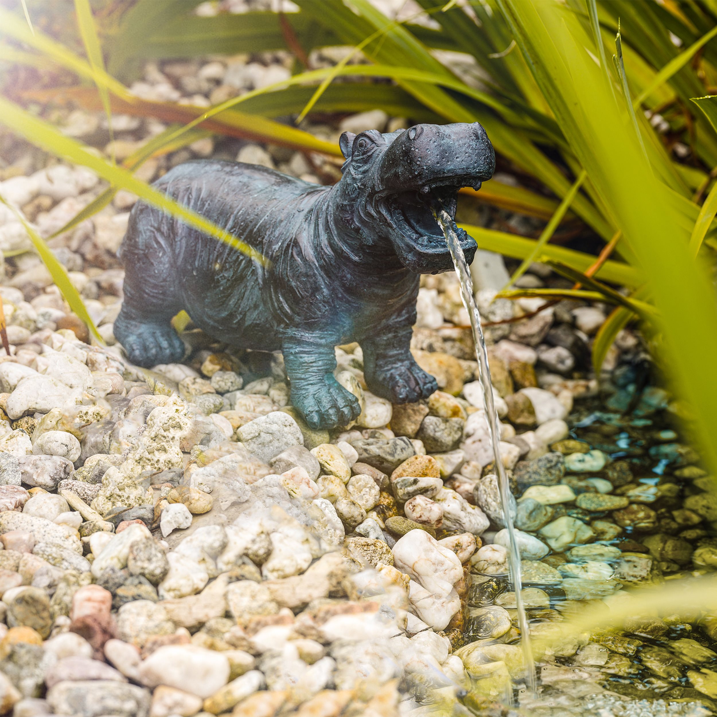 Solar Wasserspeier-Set Flusspferd Hippo