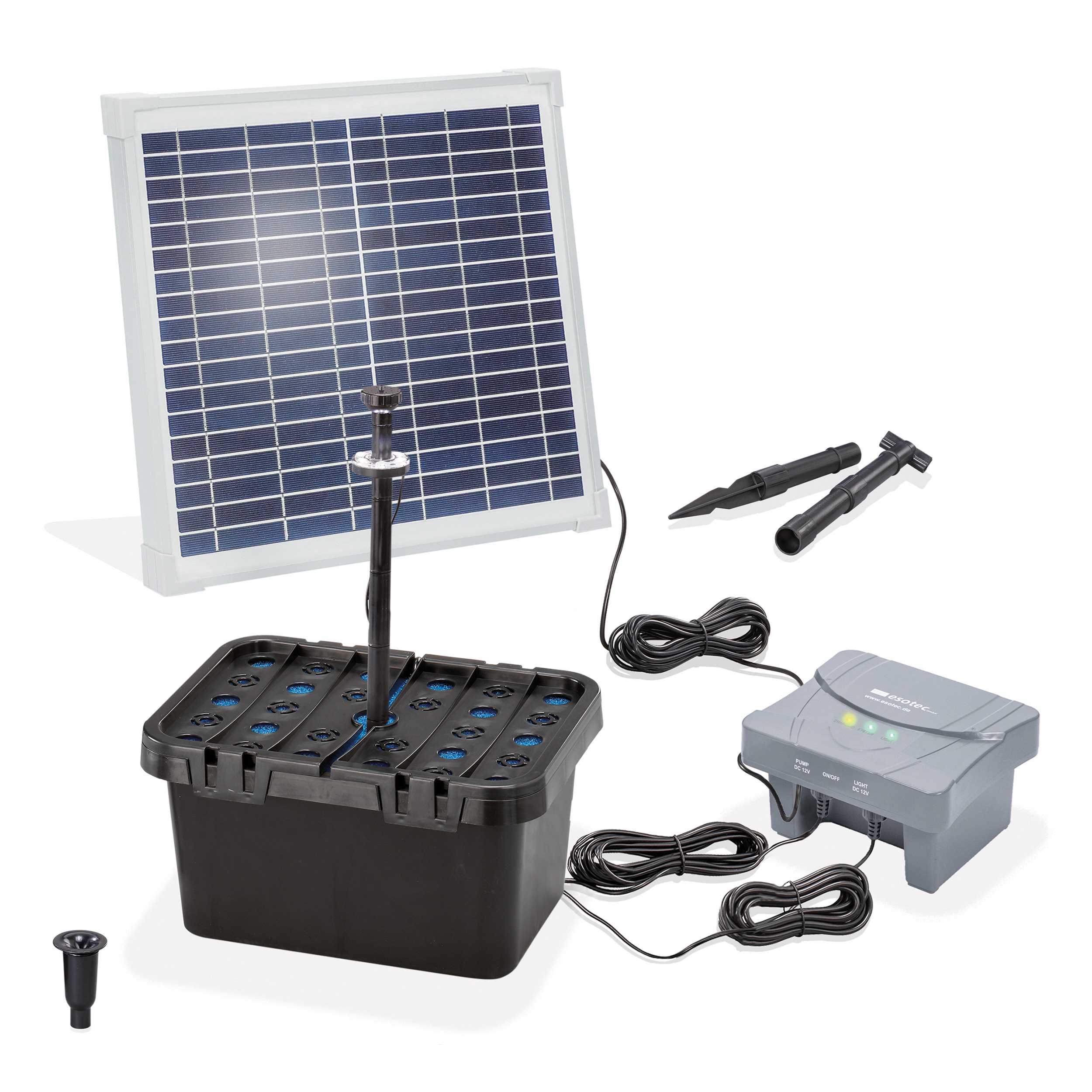 Solar Unterwasserfilter-Set 15/550 mit 4 Ah LiFePO4-Akkuspeicher