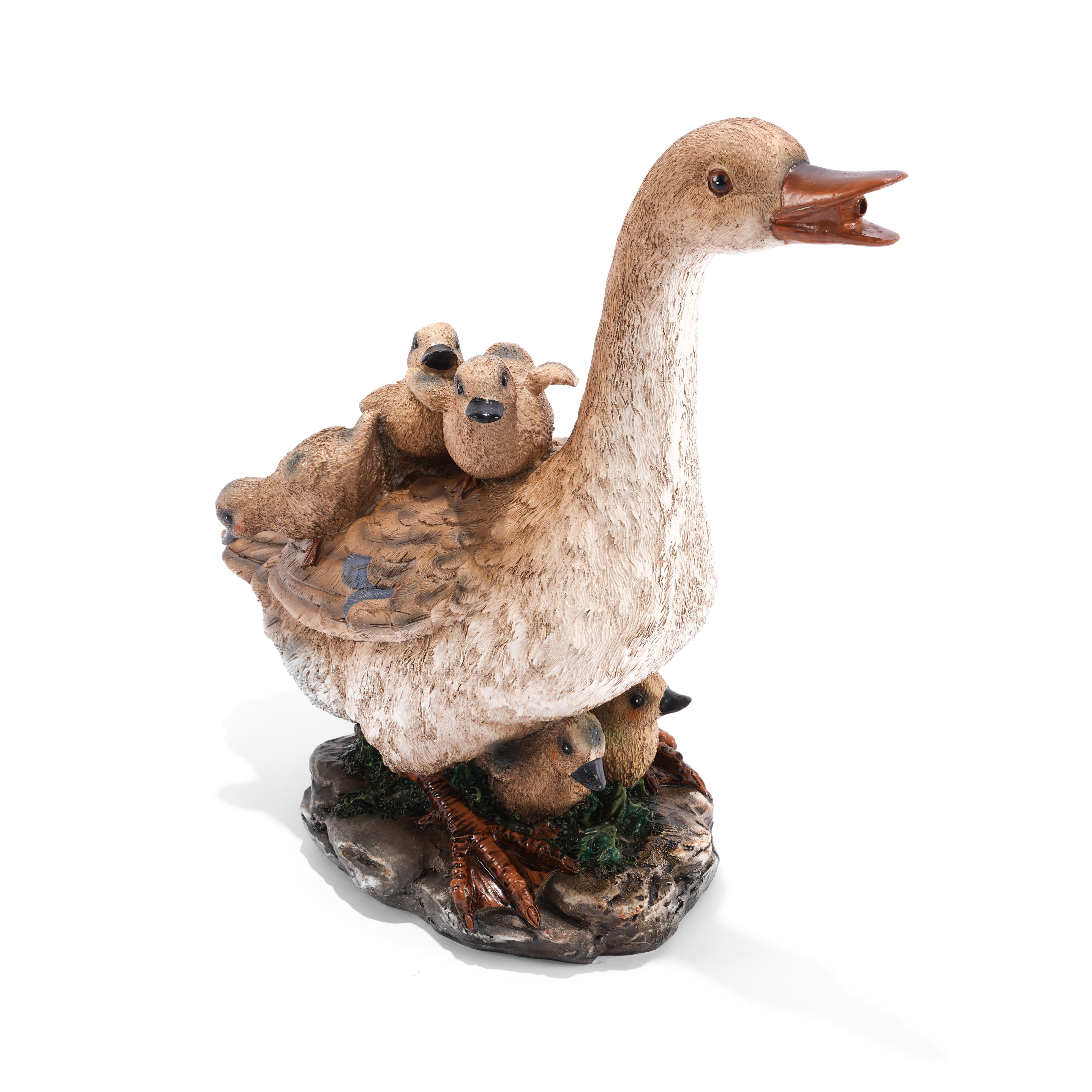 Wasserspeier-Figur Gans mit Kücken