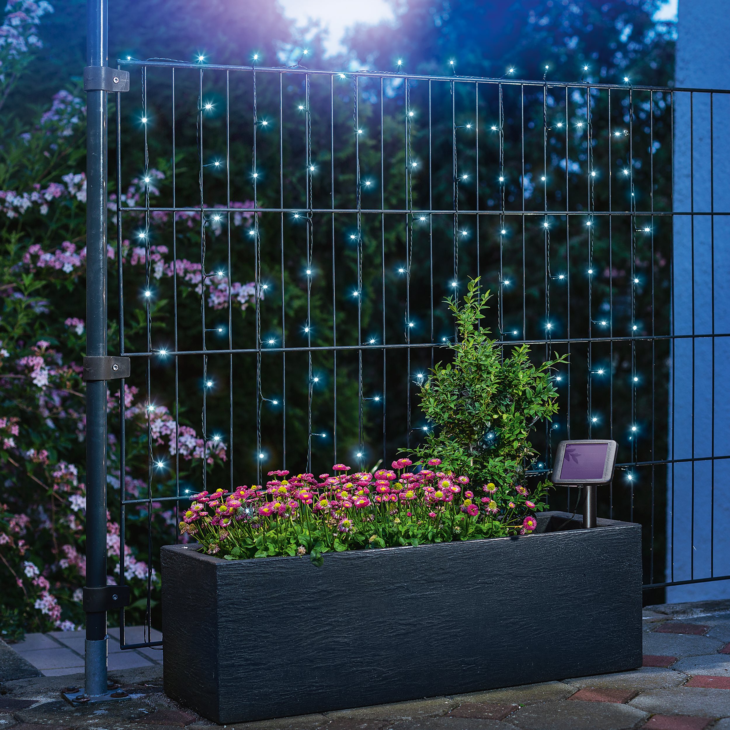 Solar Lichterkette mit 100 kaltweißen LEDs